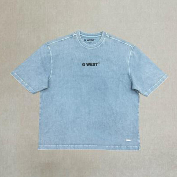  G WEST MENS STONE WASH  TEE - BLUE 