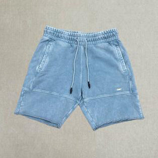 G WEST MENS STONE WASH SHORTS- BLUE 