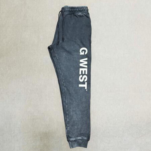 G WEST MENS ENCRYPTED ACID WASH JOGGER- CHARCOAL GREY 