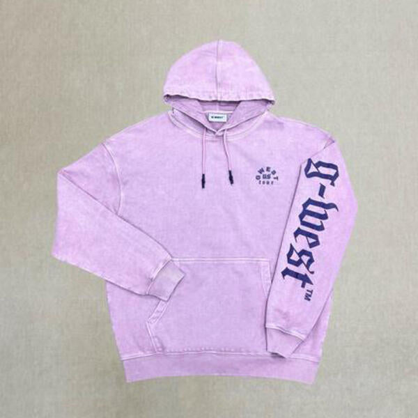 G WEST MENS LETTER GRAPHIC HOODIE -  PINK 