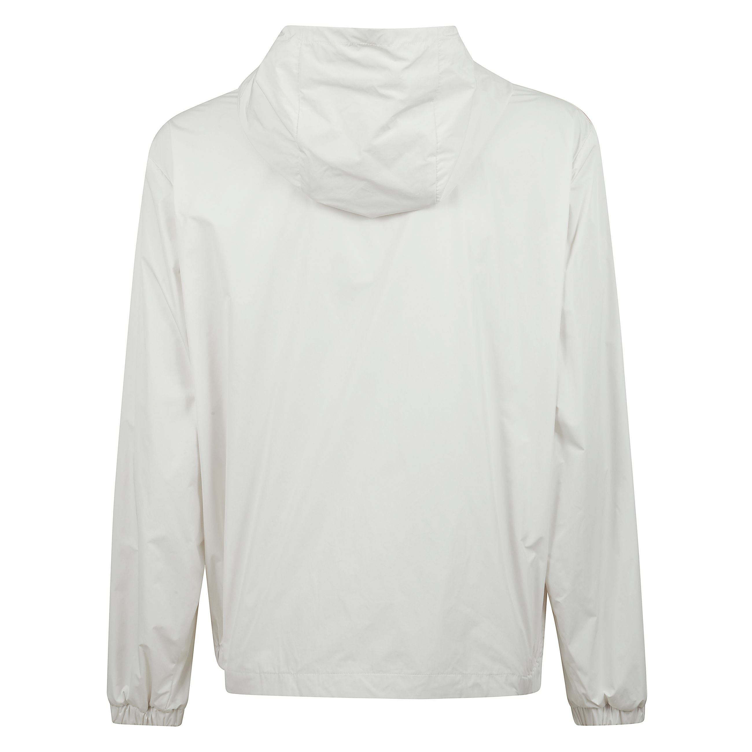 Giacca con cappuccio olan realizzato in micro soft cappuccio regolabile, maniche con finiture in maglia tricolore, chiusura con cerniera, tasche con chiusura a bottone automatico e orlo con coulisse