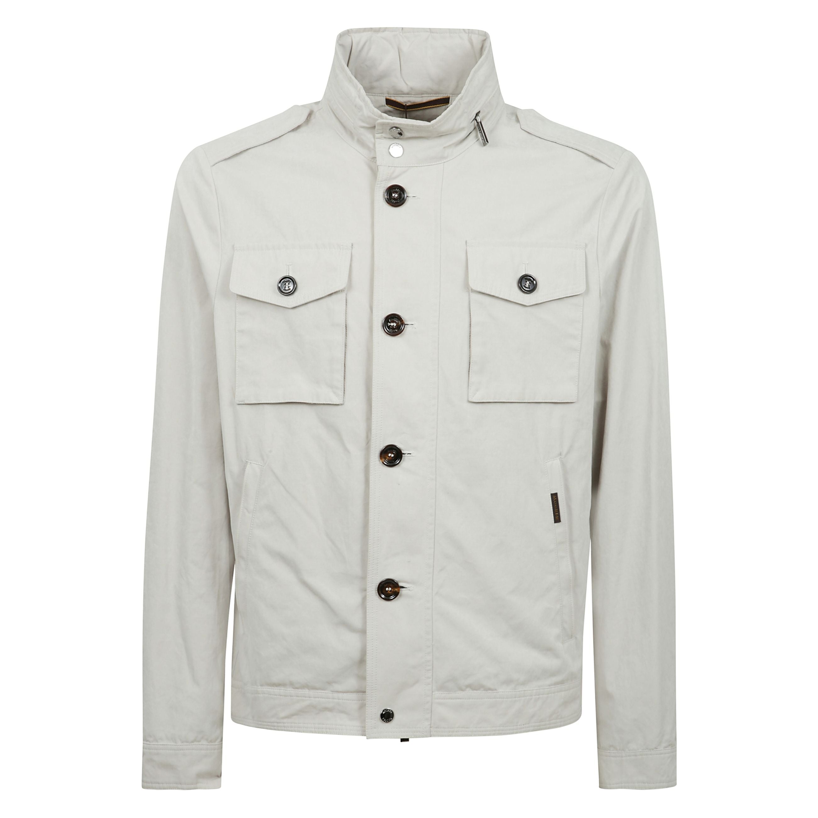 Mougi100969 a giacca  in tela di misto cotone smerigliato idrorepellente, cappuccio a scomparsa, chiusura zip e bottoni, tasche, manica lunga con polsino.