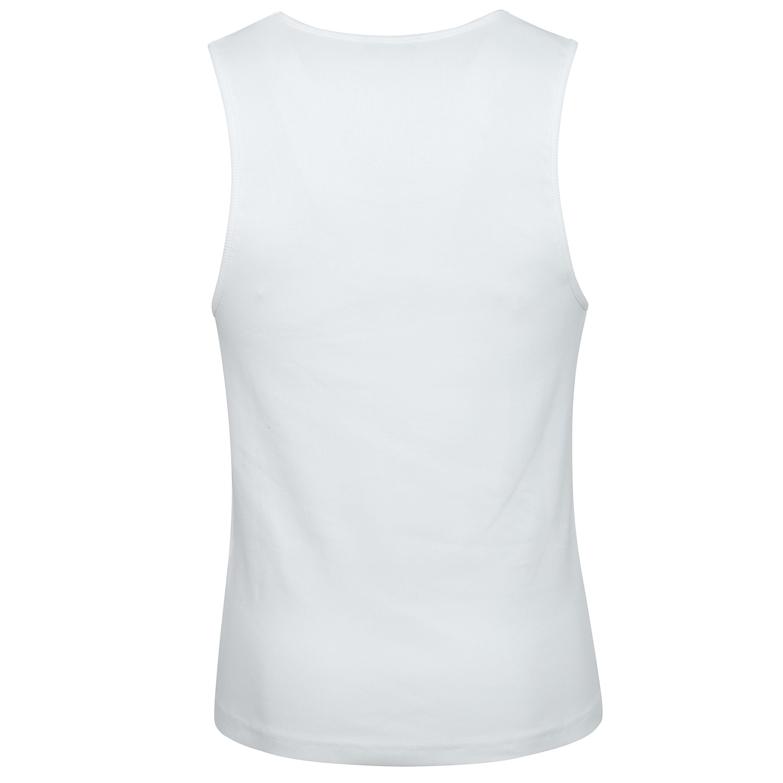 Canotta in cotone con scollo rotondo. piccolo logo del brand jw anderson ricamato sul petto. piccoli orli elasticizzati a costine.