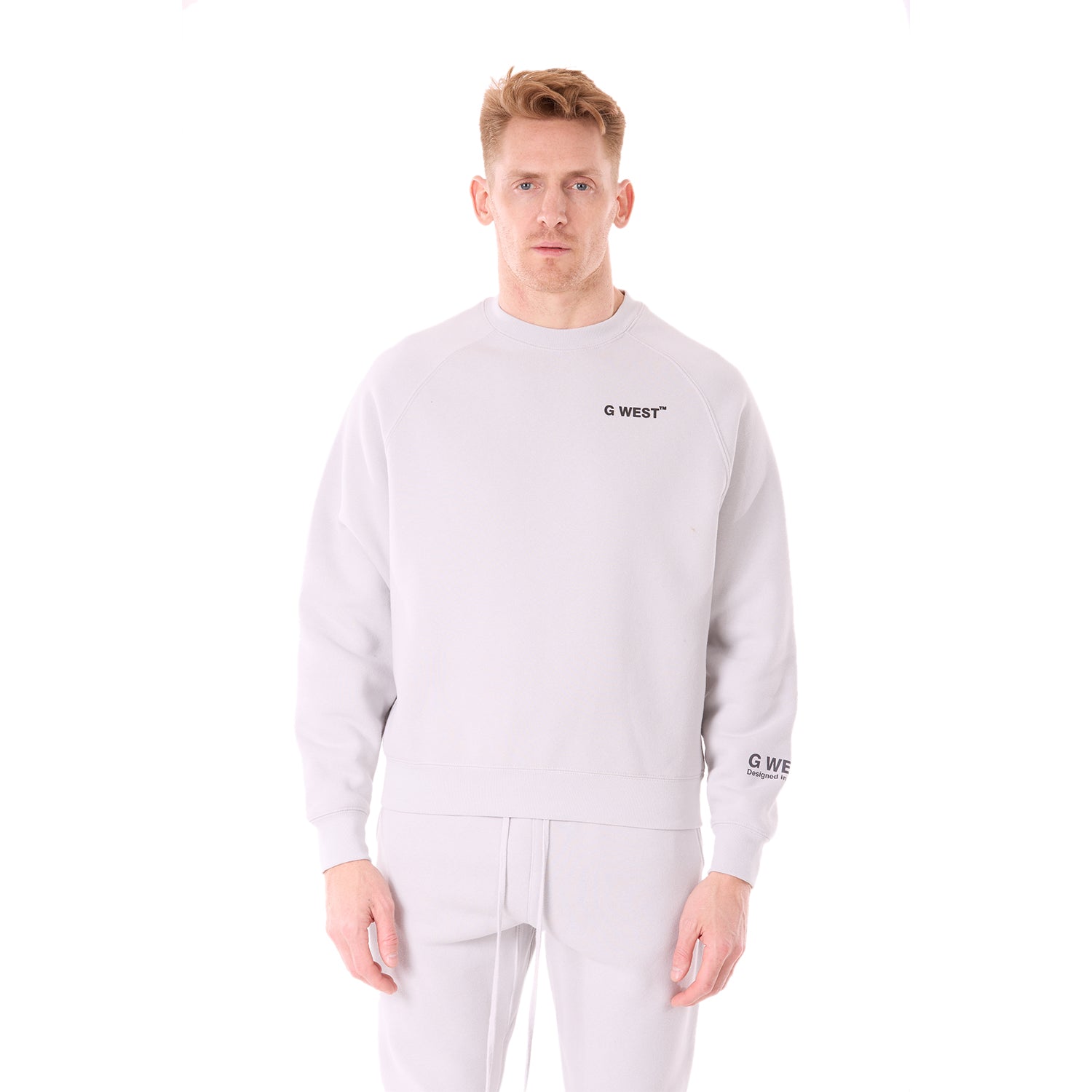 G WEST MENS  LIFESTYLE PREMIUM CREW NECK  SWEATSHIRT - GRAY VIOLET