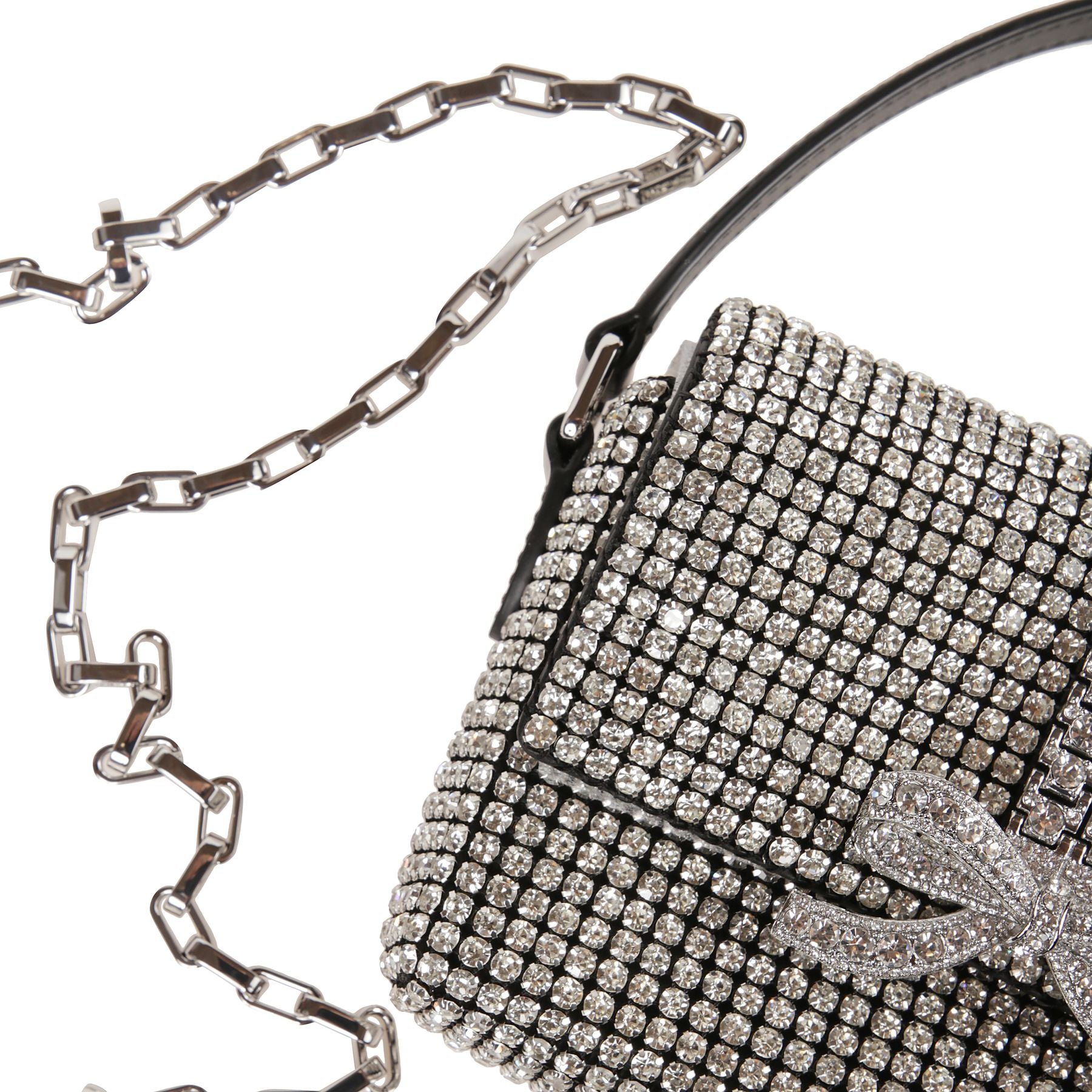 Black rhinestone chainmail micro bag