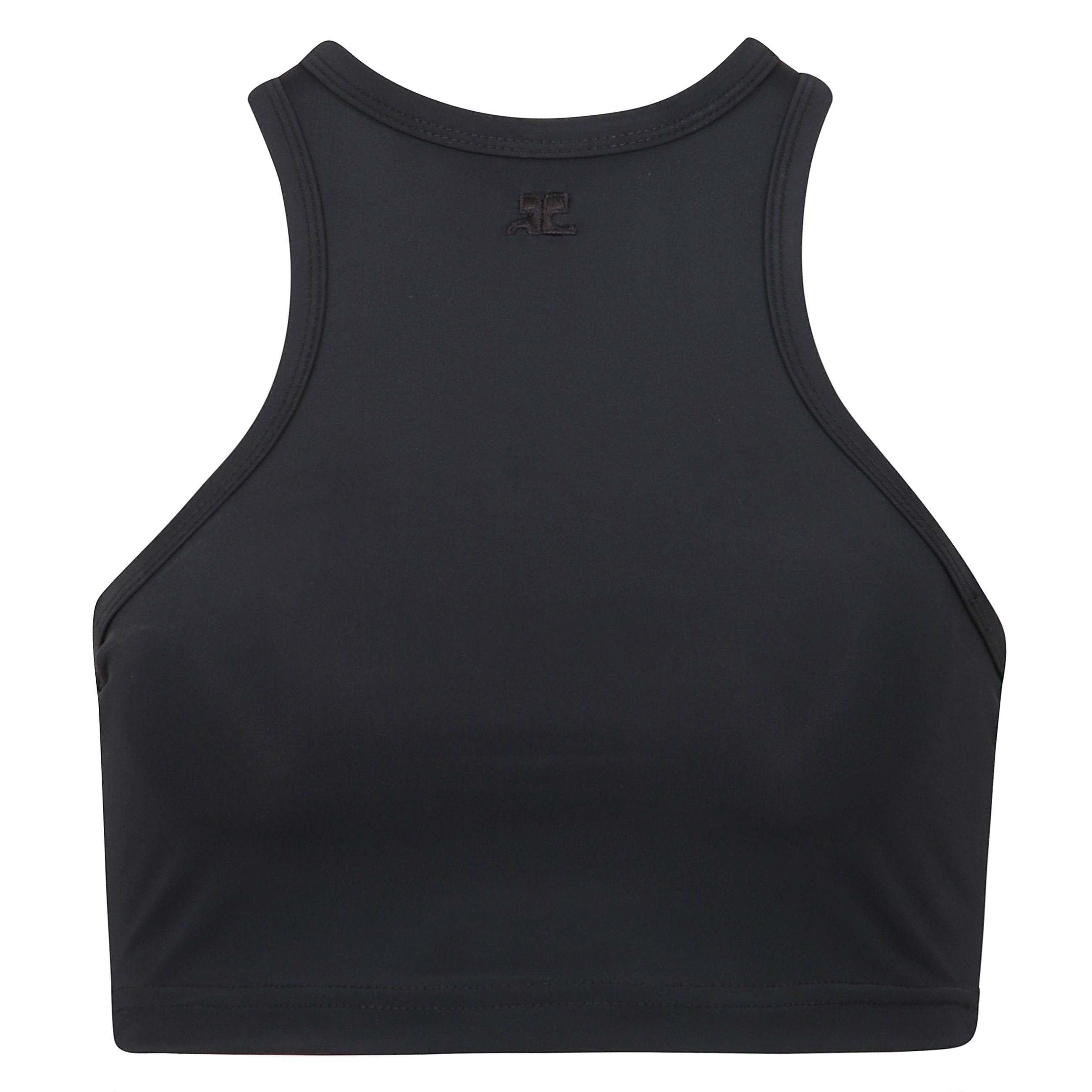 Top crop con scollo olimpionico e passante posteriore