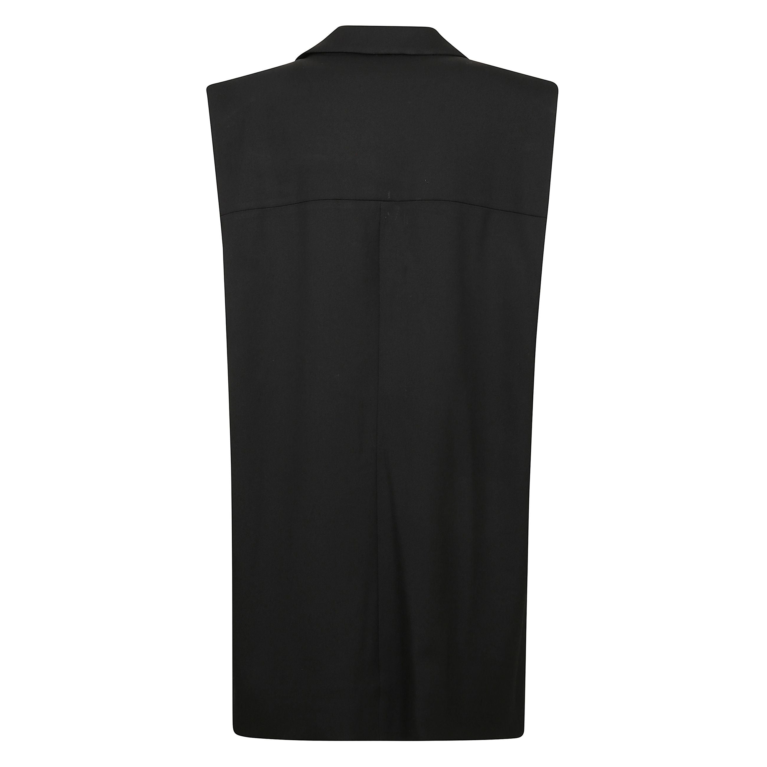 Gilet nero plateau con chiusura a bottone frontale senza maniche a due tasche laterali interne.
quando si acquista questo articolo unisex, tenere a mente che Ã¨ classificato in dimensioni standard degli uomini.