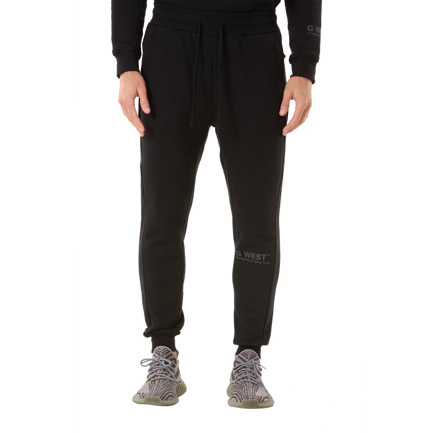 G WEST MENS FLEECE JOGGER PANTS - JET BLACK