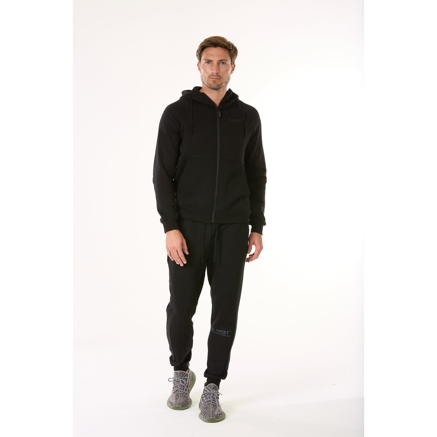 G WEST MENS FLEECE JOGGER PANTS - JET BLACK