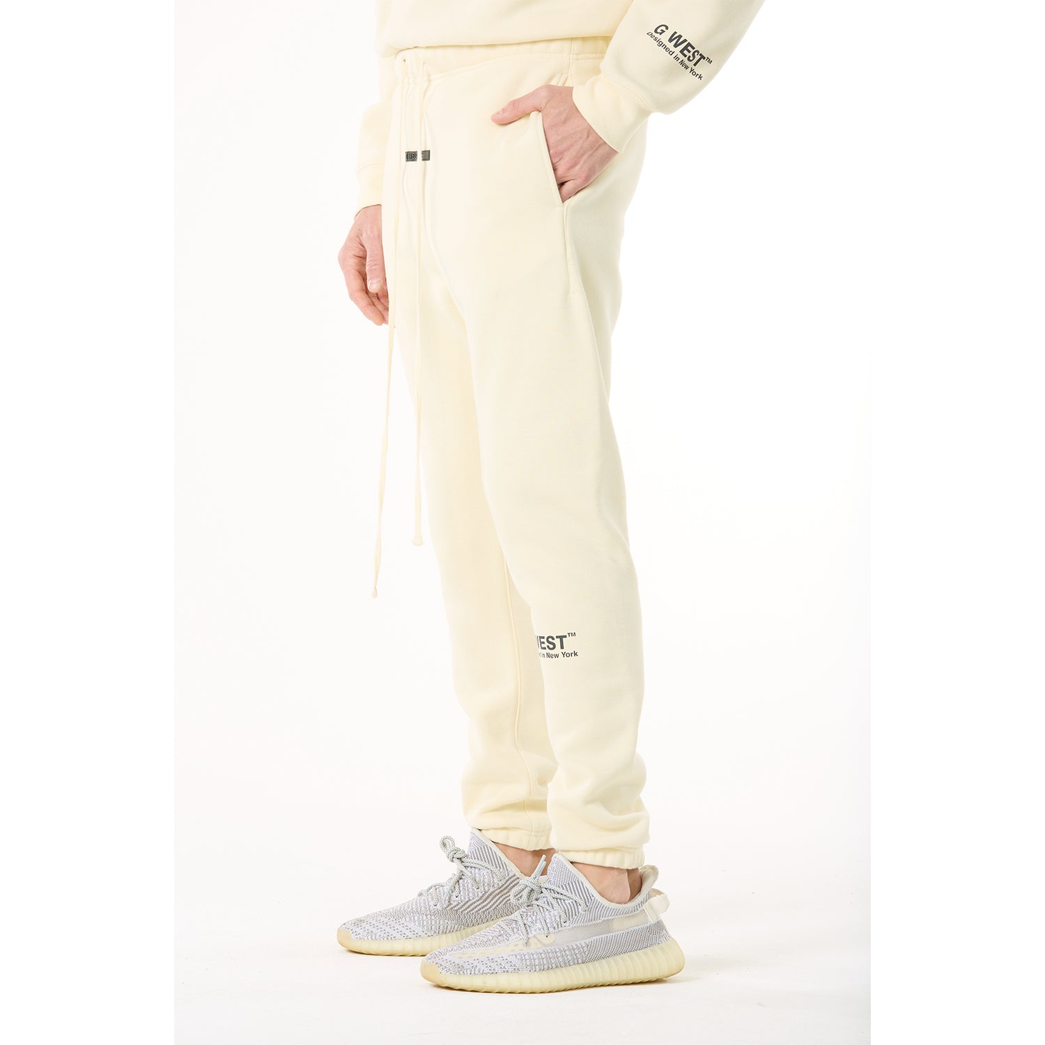 G WEST MENS  LIFESTYLE PREMIUM JOGGER PANTS - CLOUD CREAM