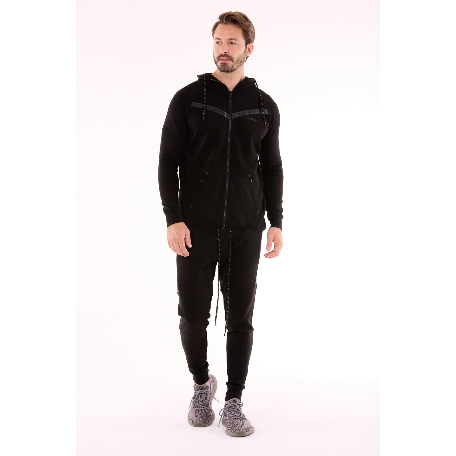 G WEST MENS FLEECE JOGGER PANTS - BLACK