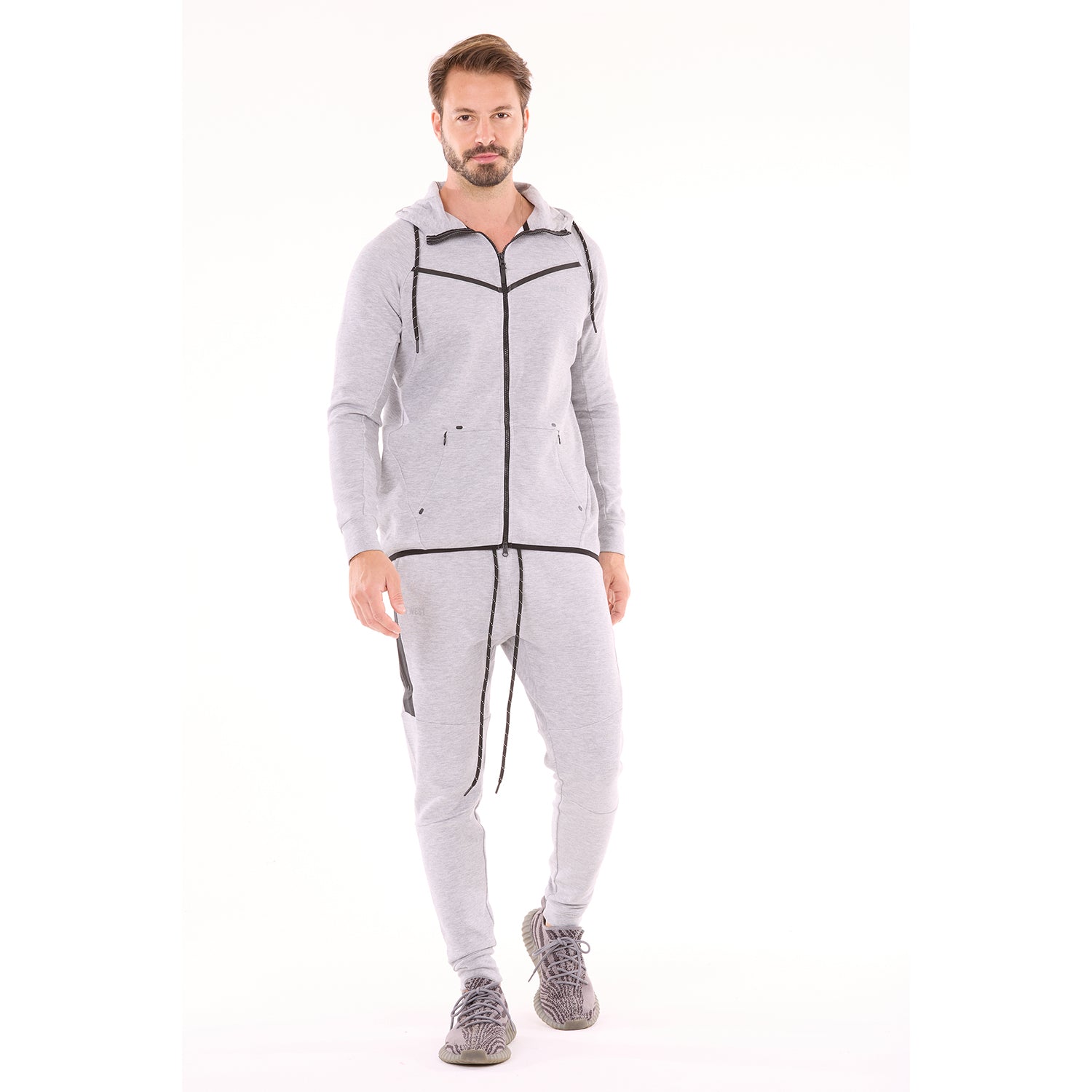 G WEST MENS FLEECE JOGGER PANTS - GREY