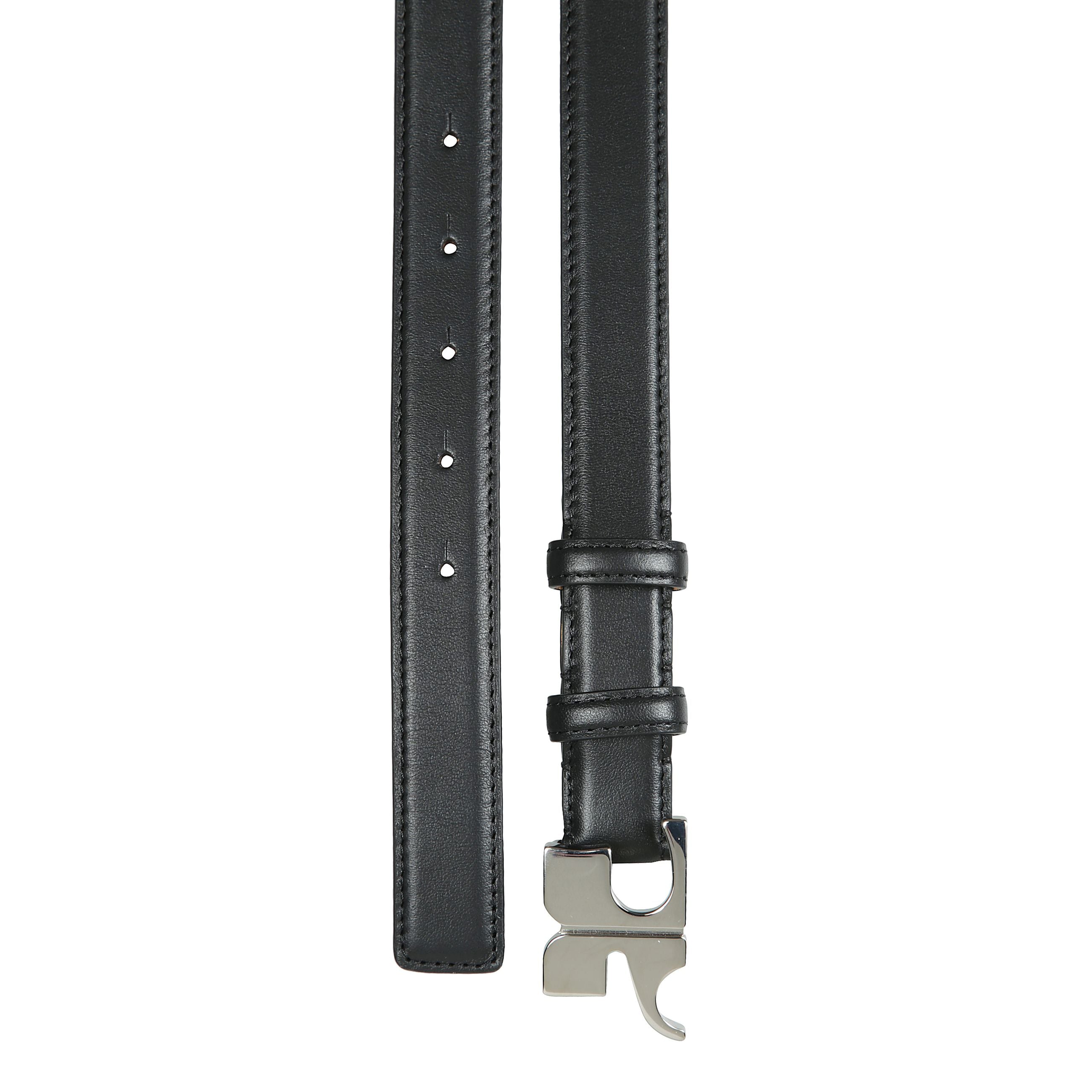 Cintura in pelle di vitello liscia con fibbia ac in metallo.