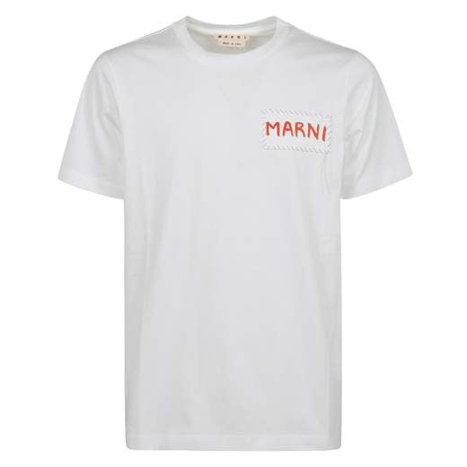 T-shirt marni in cotone con logo stampato e ricamo