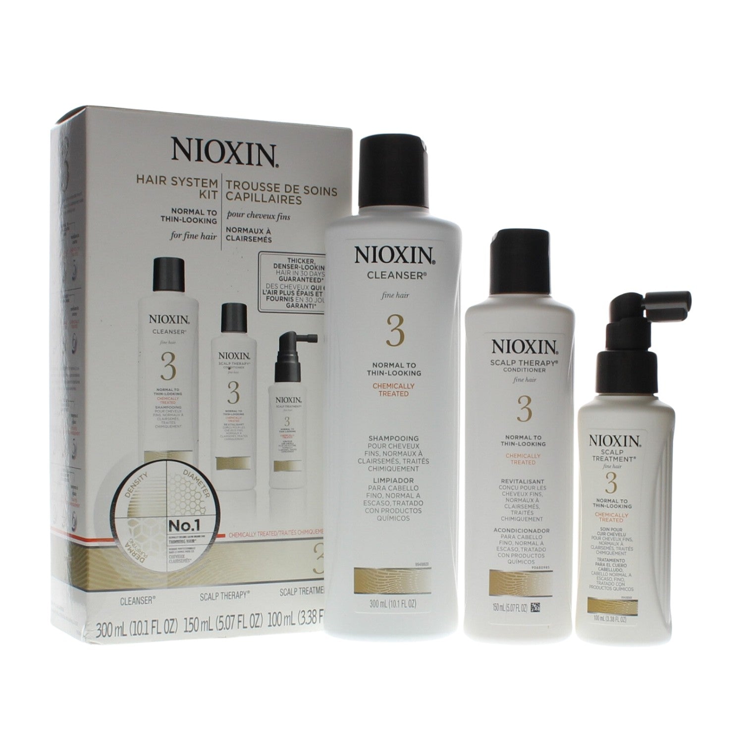 Nioxin Hair System Kit 3 Cleanser 10oz , Therapy 5oz and Treatment 3.3oz (Small)