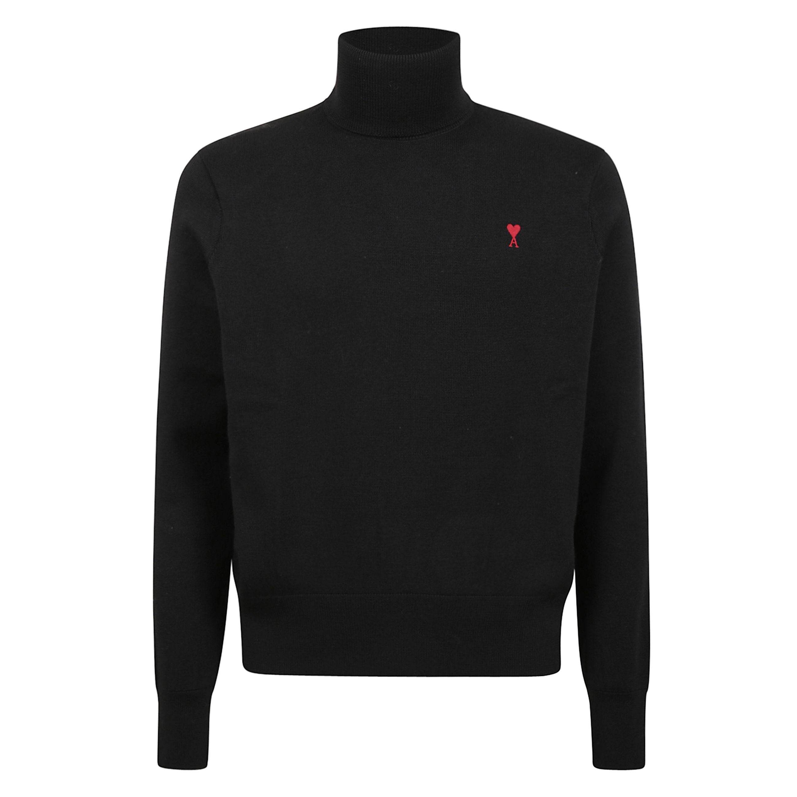 Maglione con collo dolcevita a maniche lunghe, con taglio ampio e sciolto. polsini e orlo a costine, logo ami paris tono su tono ricamato sul fronte.