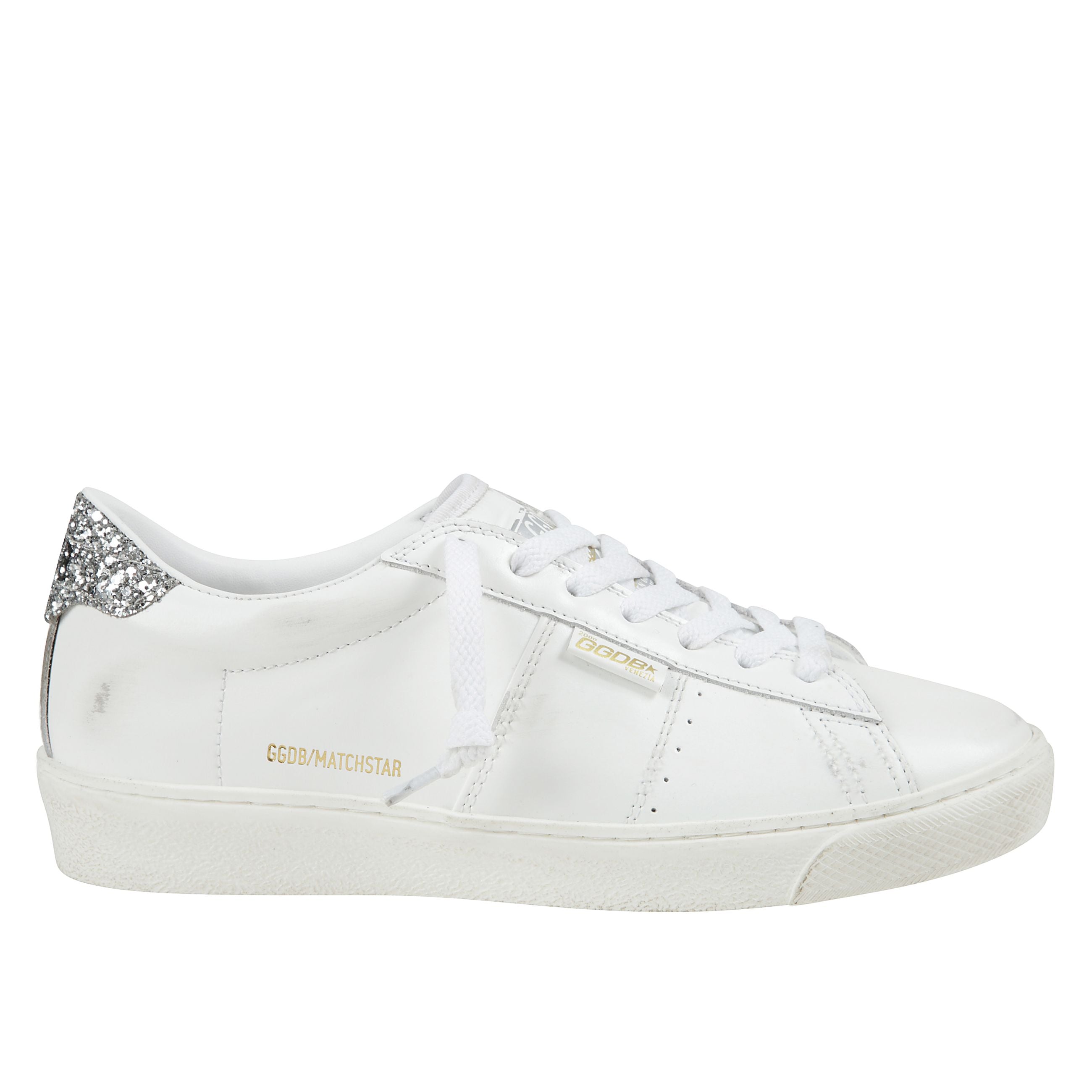 Sneakers matchstar in pelle liscia con talloncino glitterato