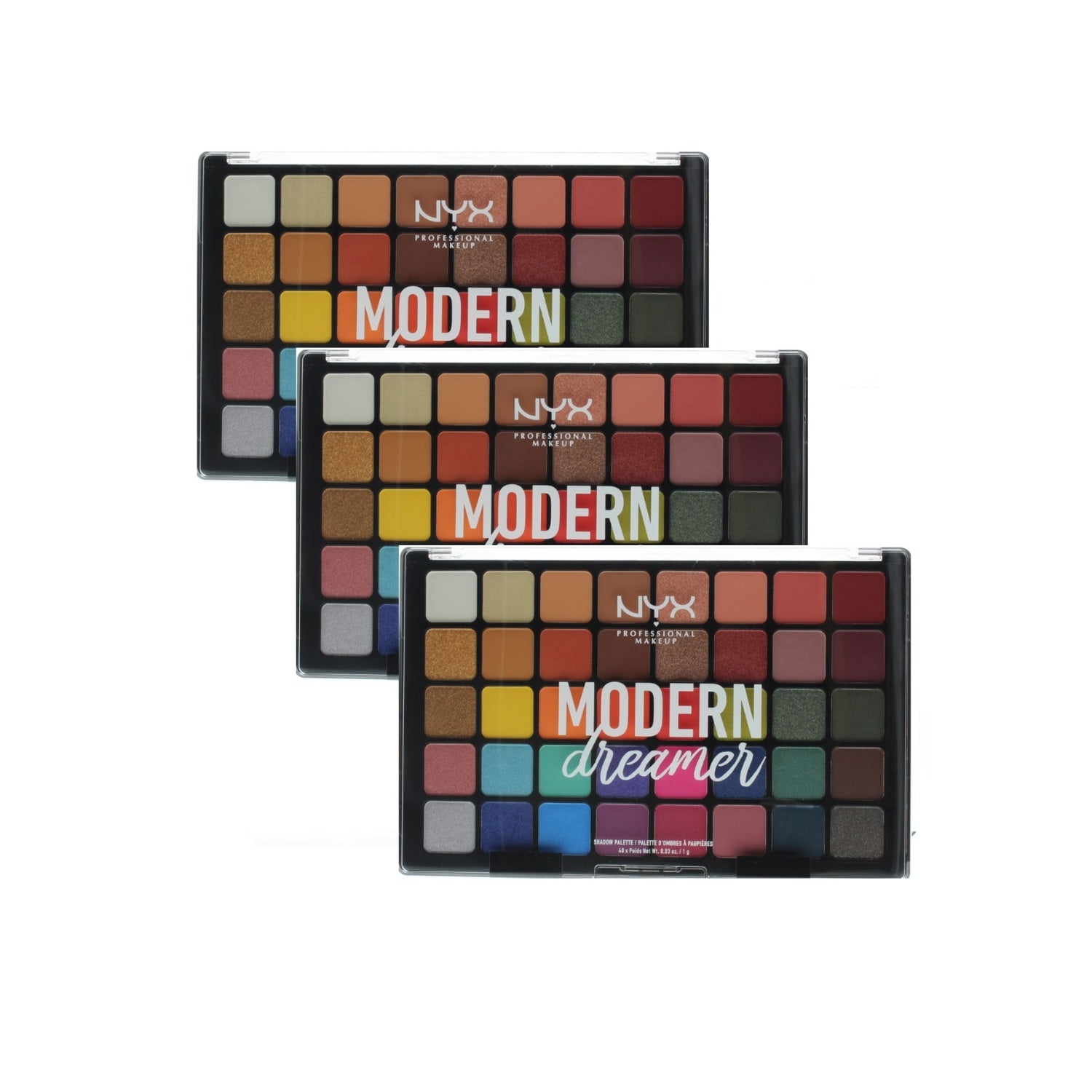 NYX Professional Makeup Modern Dreamer Shadow Palette (40 Shades x 0.03oz) 1.2oz/40g (3 Pack)