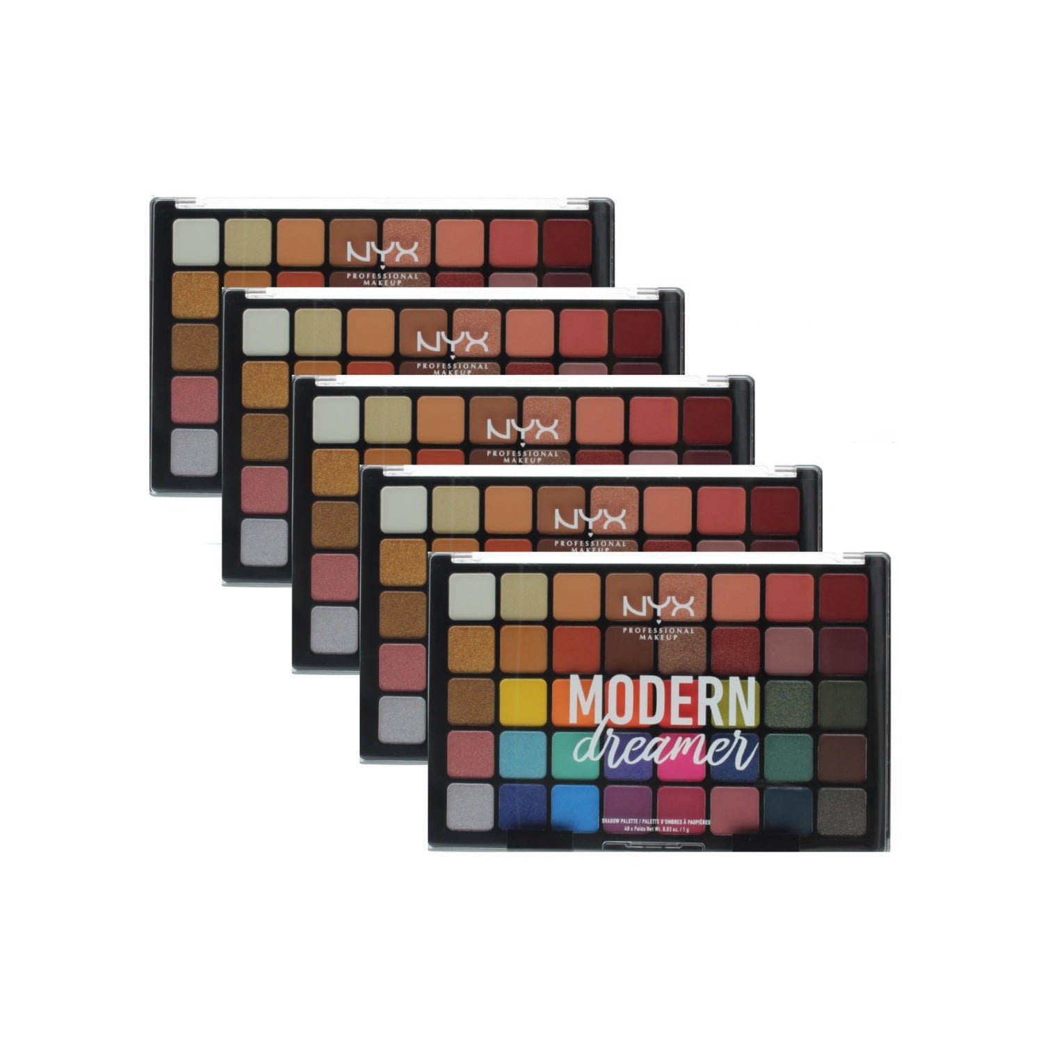 NYX Professional Makeup Modern Dreamer Shadow Palette (40 Shades x 0.03oz) 1.2oz/40g (5 Pack)
