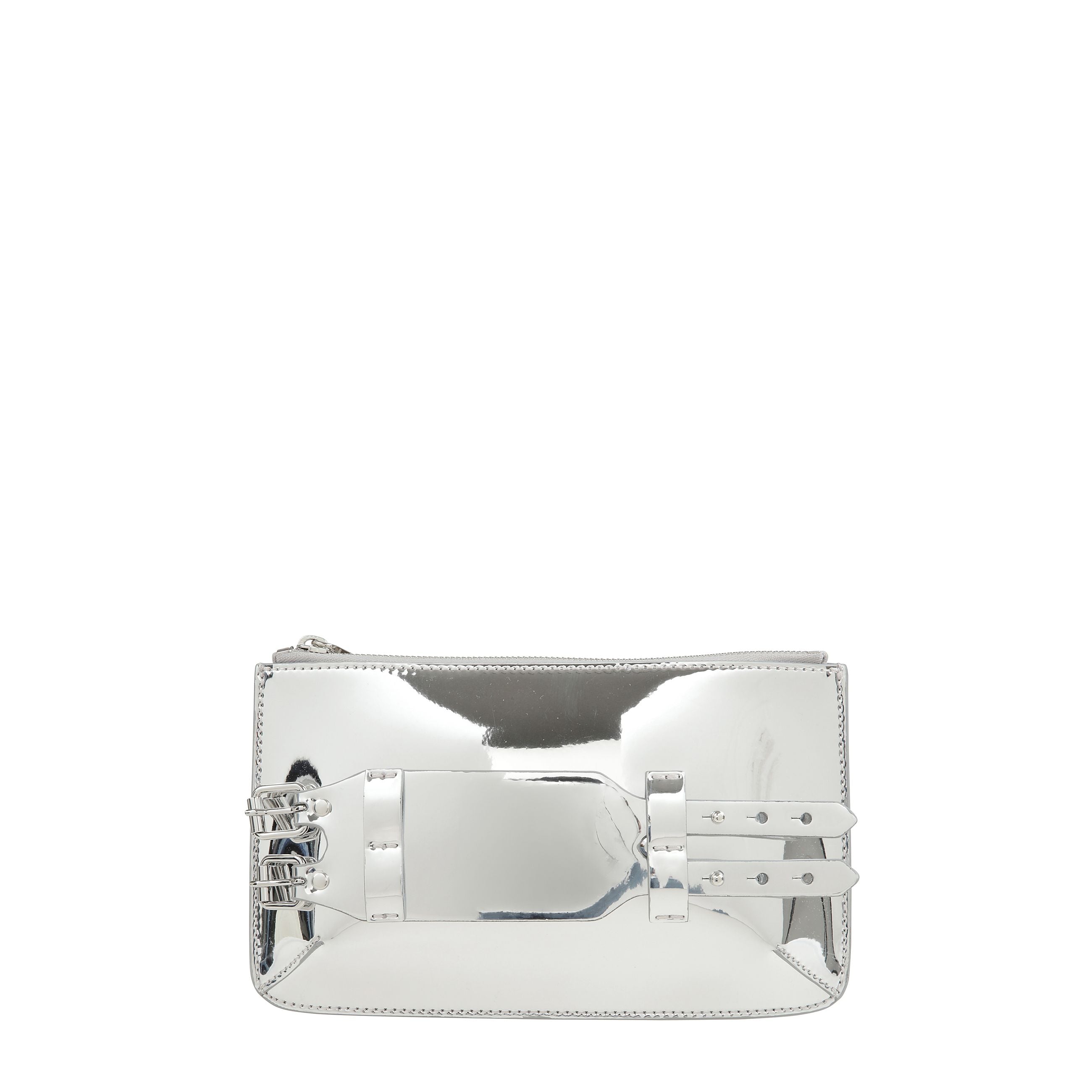 Clutch bracelet, chiusura superiore con zip, dettaglio con fibbia decorativa e caratteristico logo con singolo punto di cucitura