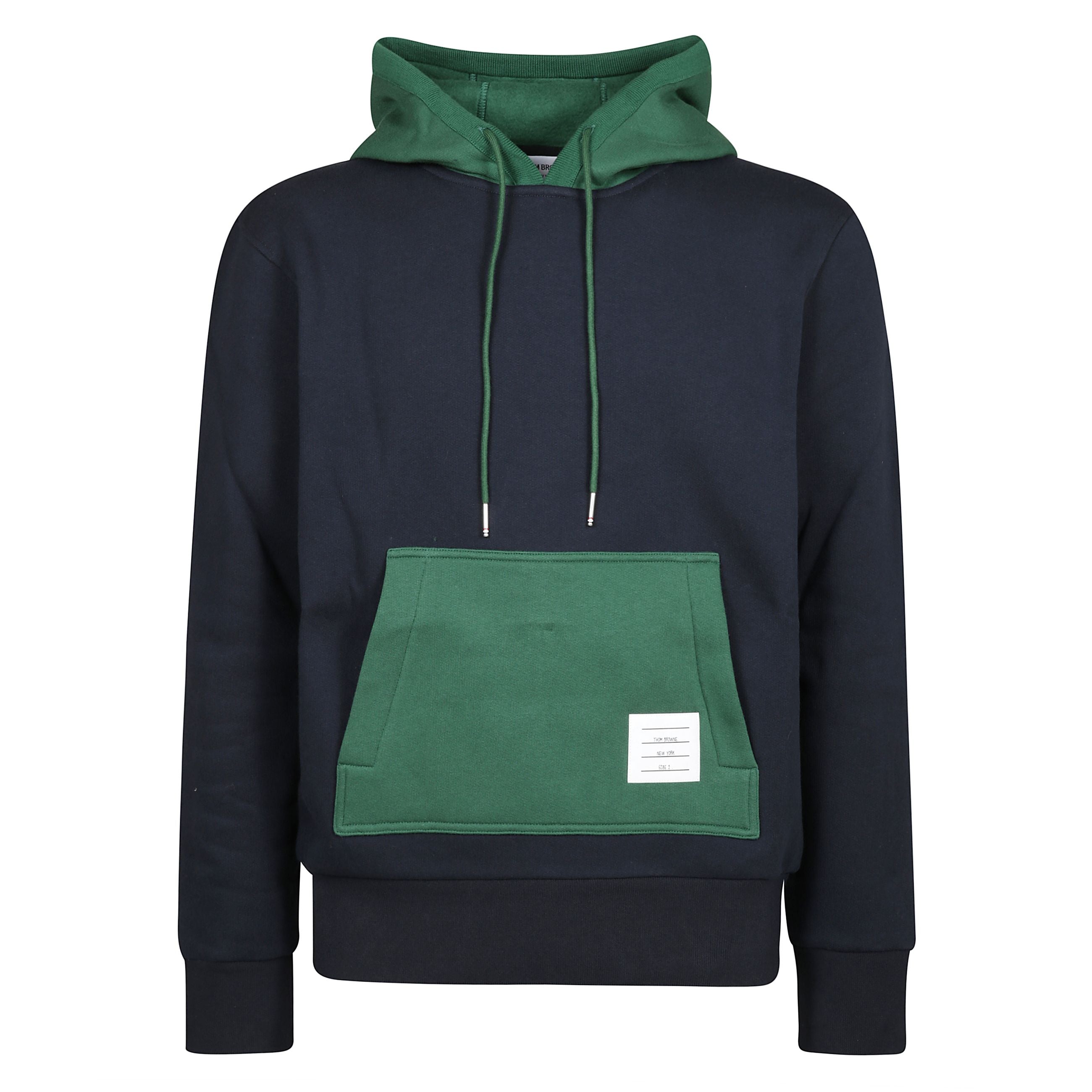 Felpa in cotone, design color-block, fodera in pile, orlo e polsini a coste e tasca frontale a marsupio