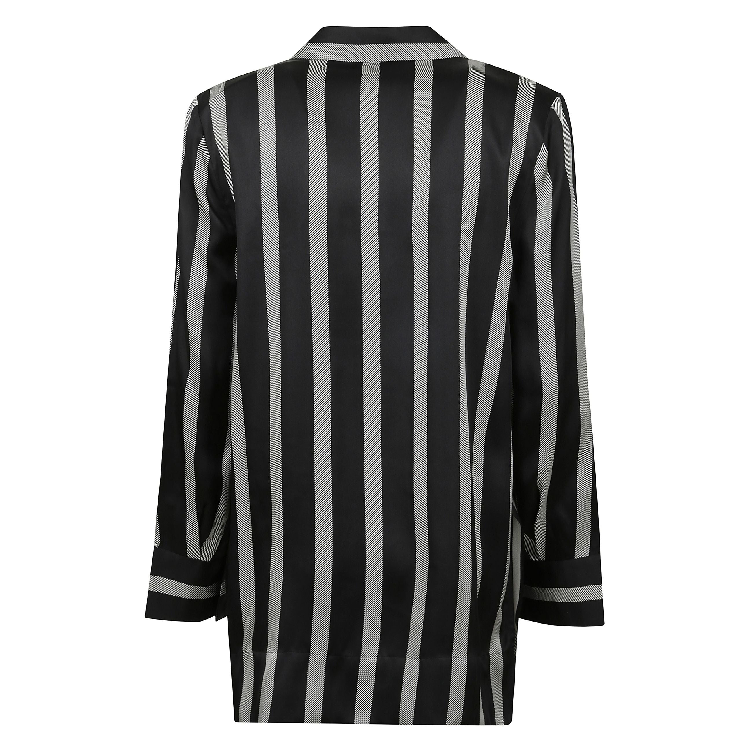 Blusa lynette in seta, stampa a righe verticali e colletto con revers