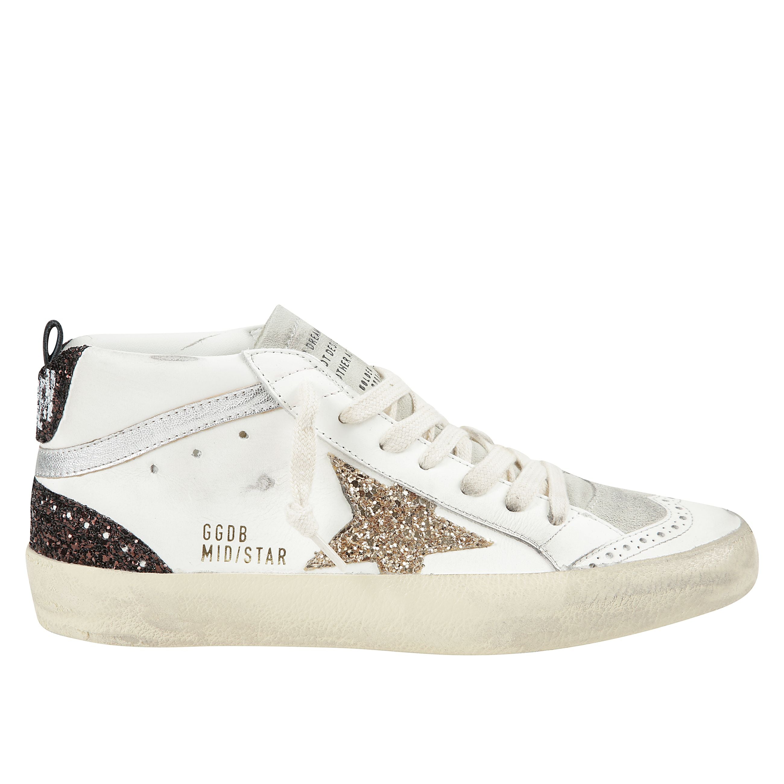 Sneakers mid star con stella e tallone glitterati