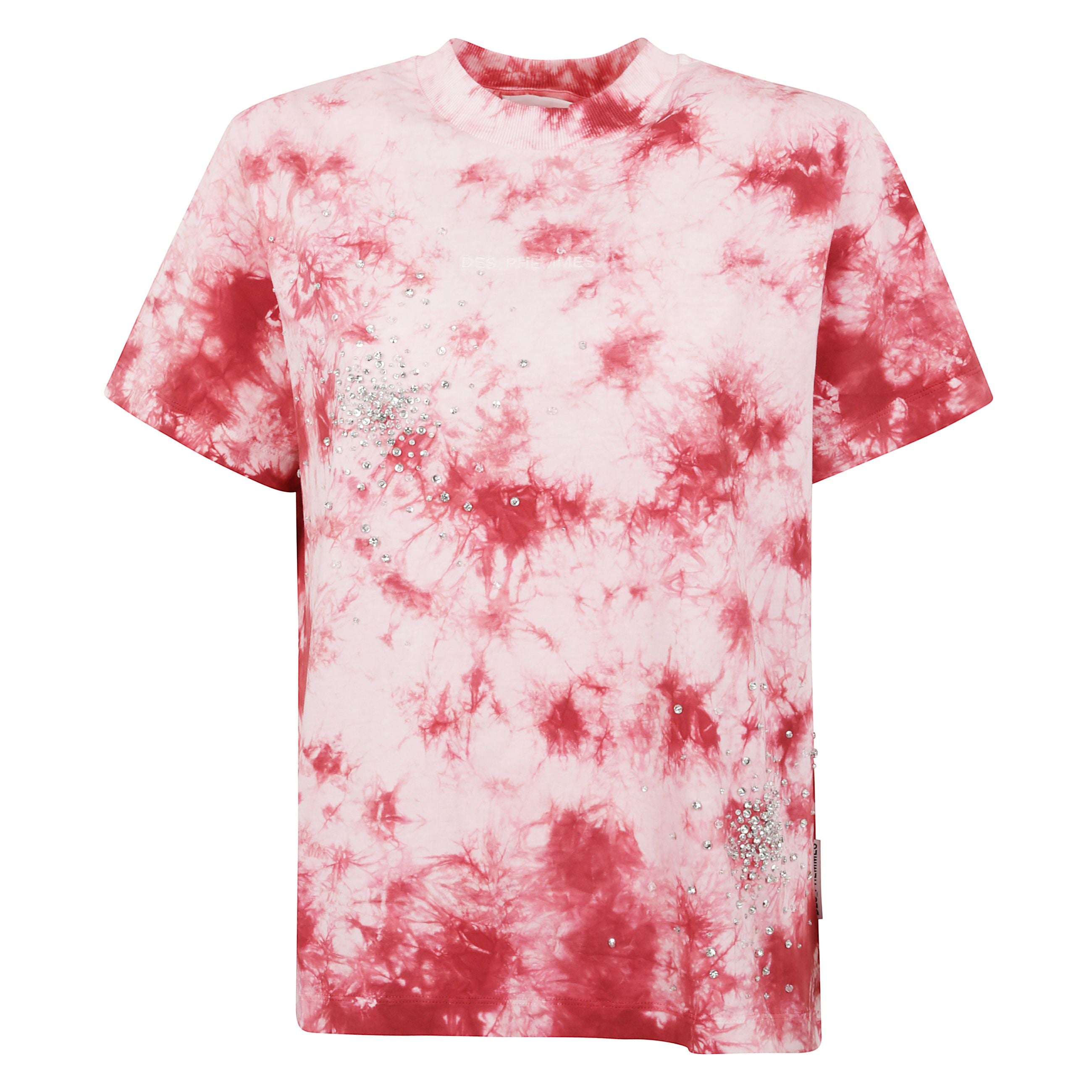 T-shirt tie dye in cotone con decorazione gioielli