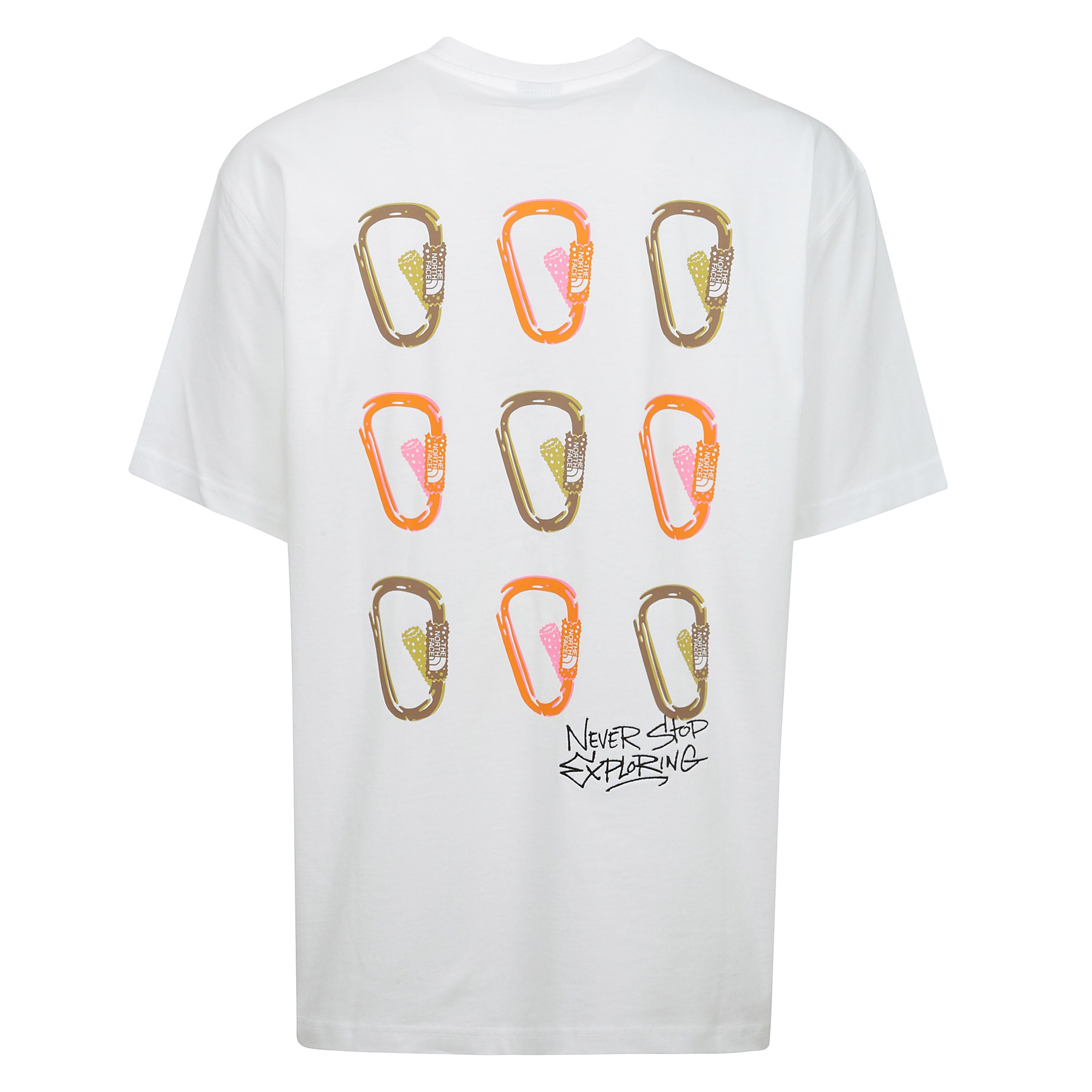 T-shirt con stampa sul retro vestibilitÃ  oversize, scollatura rotonda a coste e spalle cadenti.