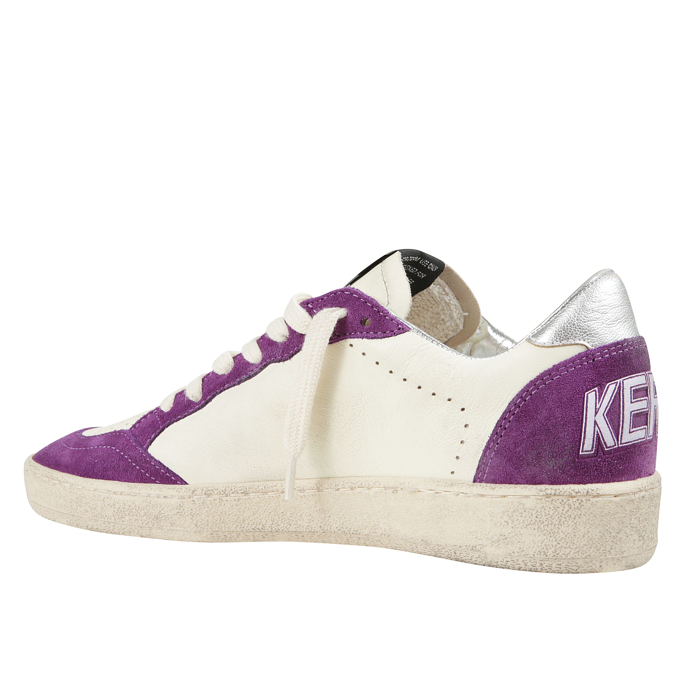 Sneakers ball-star in suede viola con stella glitterata