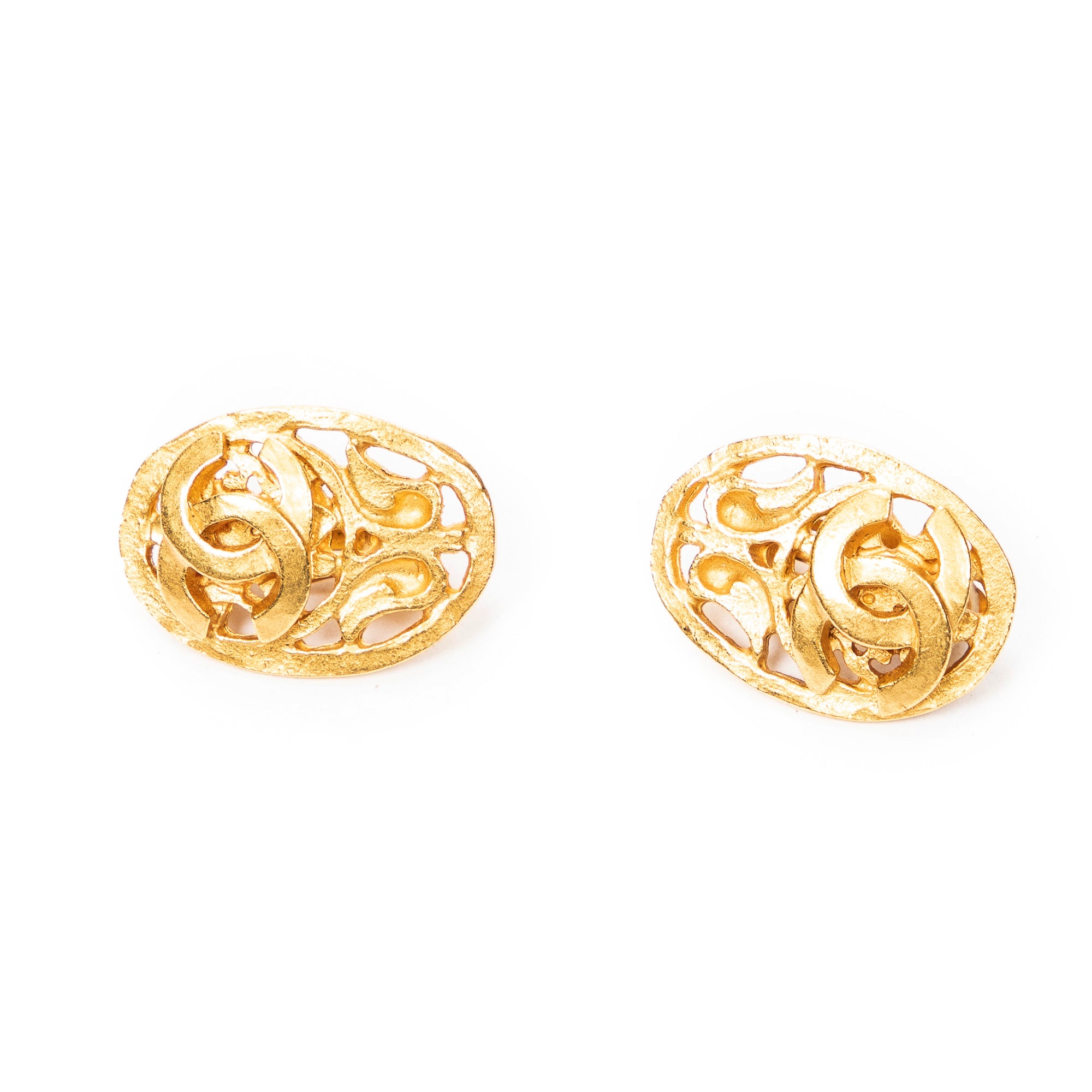 CC Logo Oval Clip On Earrings 