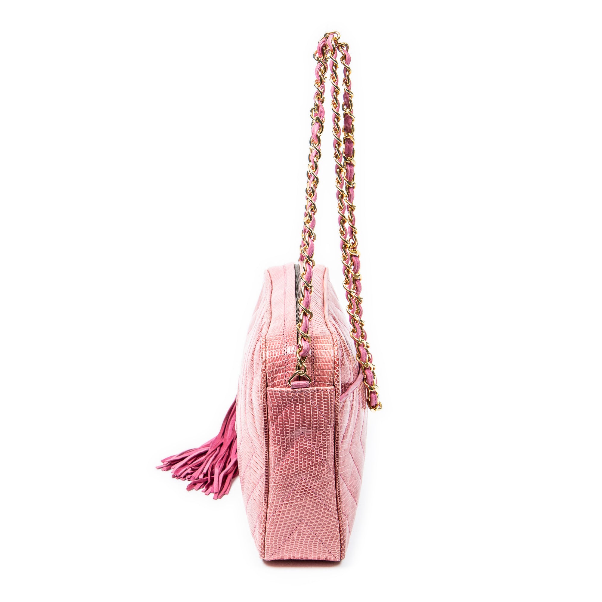 Exceptional Rare Vintage Diamond Lizard Tassel Camera Bag 