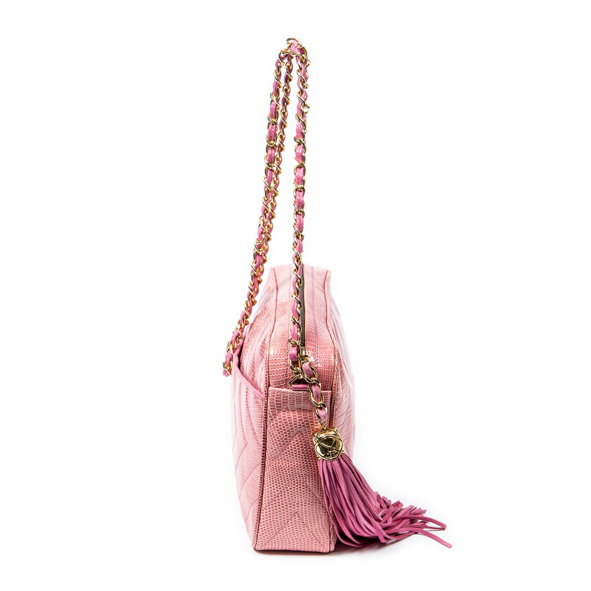 Exceptional Rare Vintage Diamond Lizard Tassel Camera Bag 