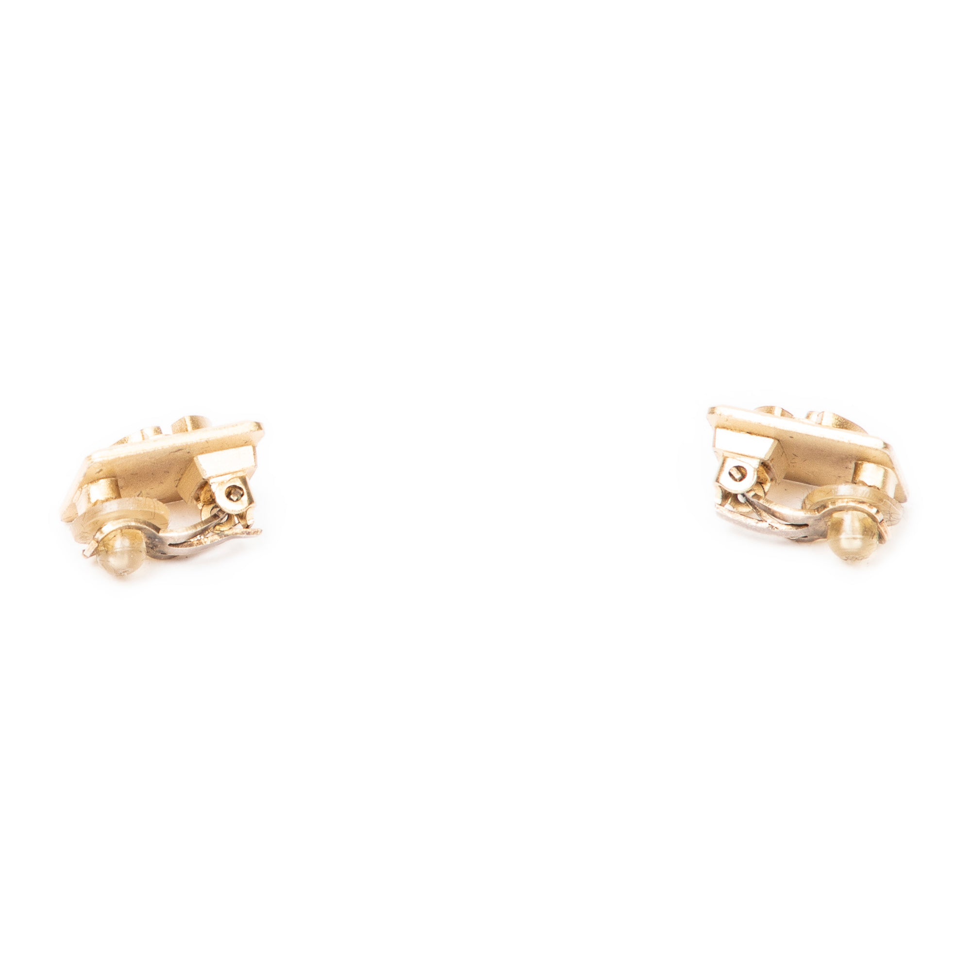 Vintage Square CC Clip On Earrings 