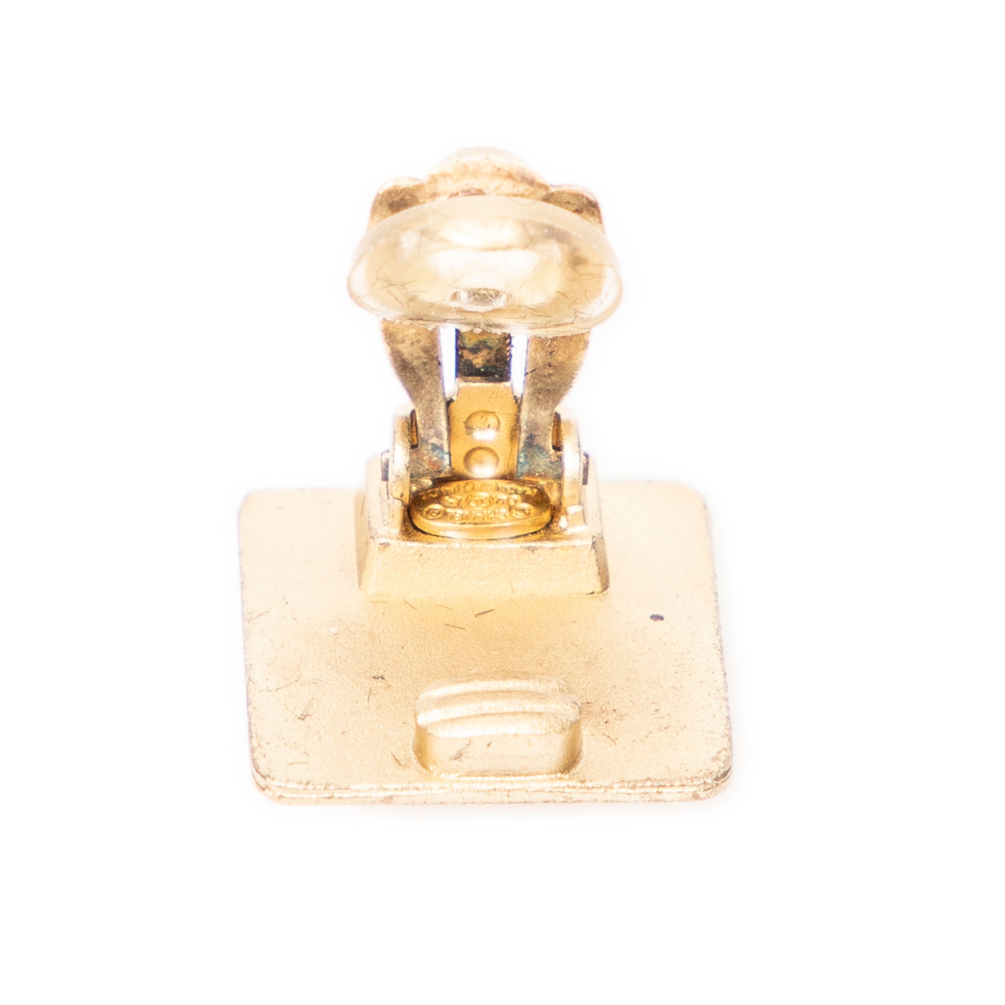 Vintage Square CC Clip On Earrings 