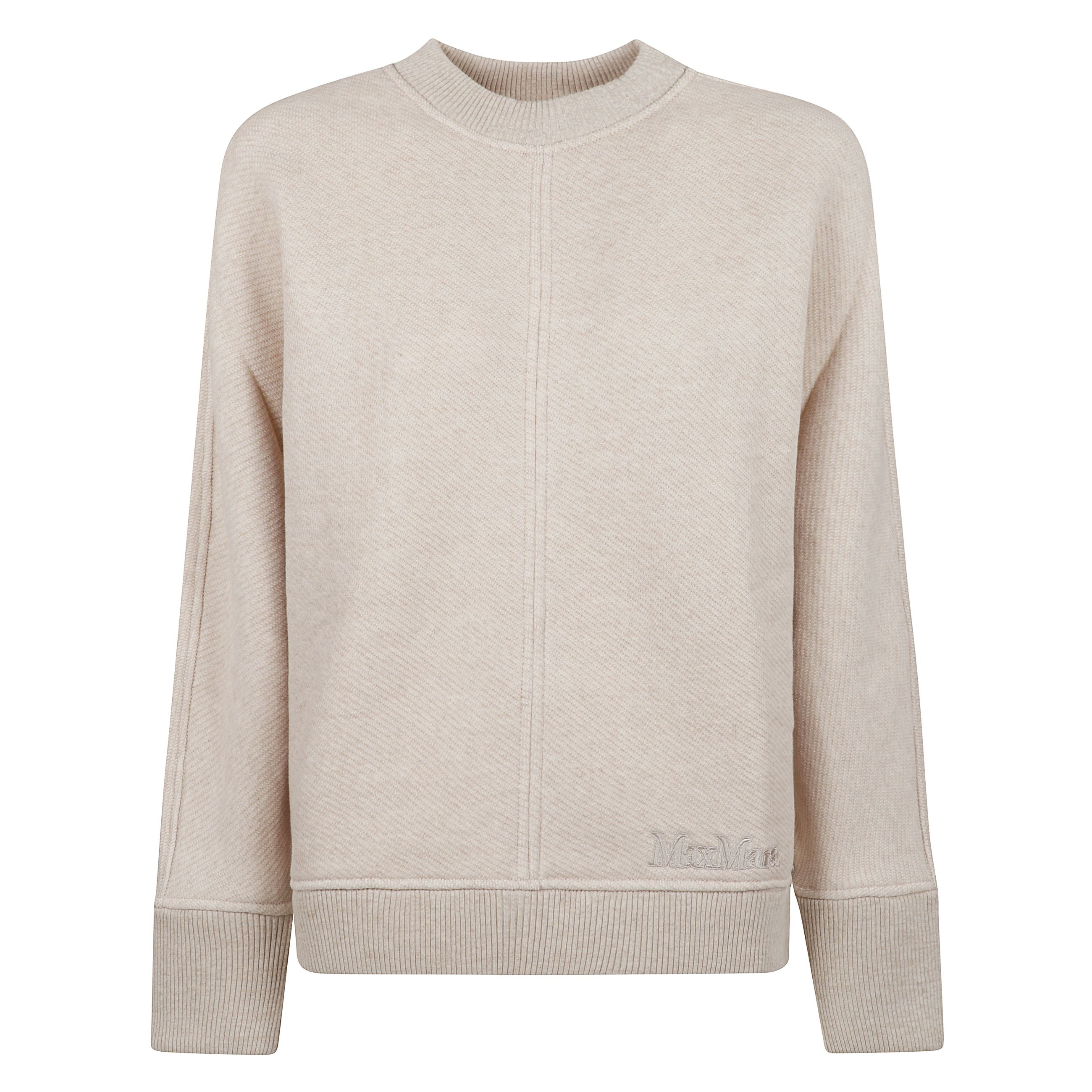 Felpa boxy in cotone morbido con maniche lunghe a kimono e bordi lavorati a costine