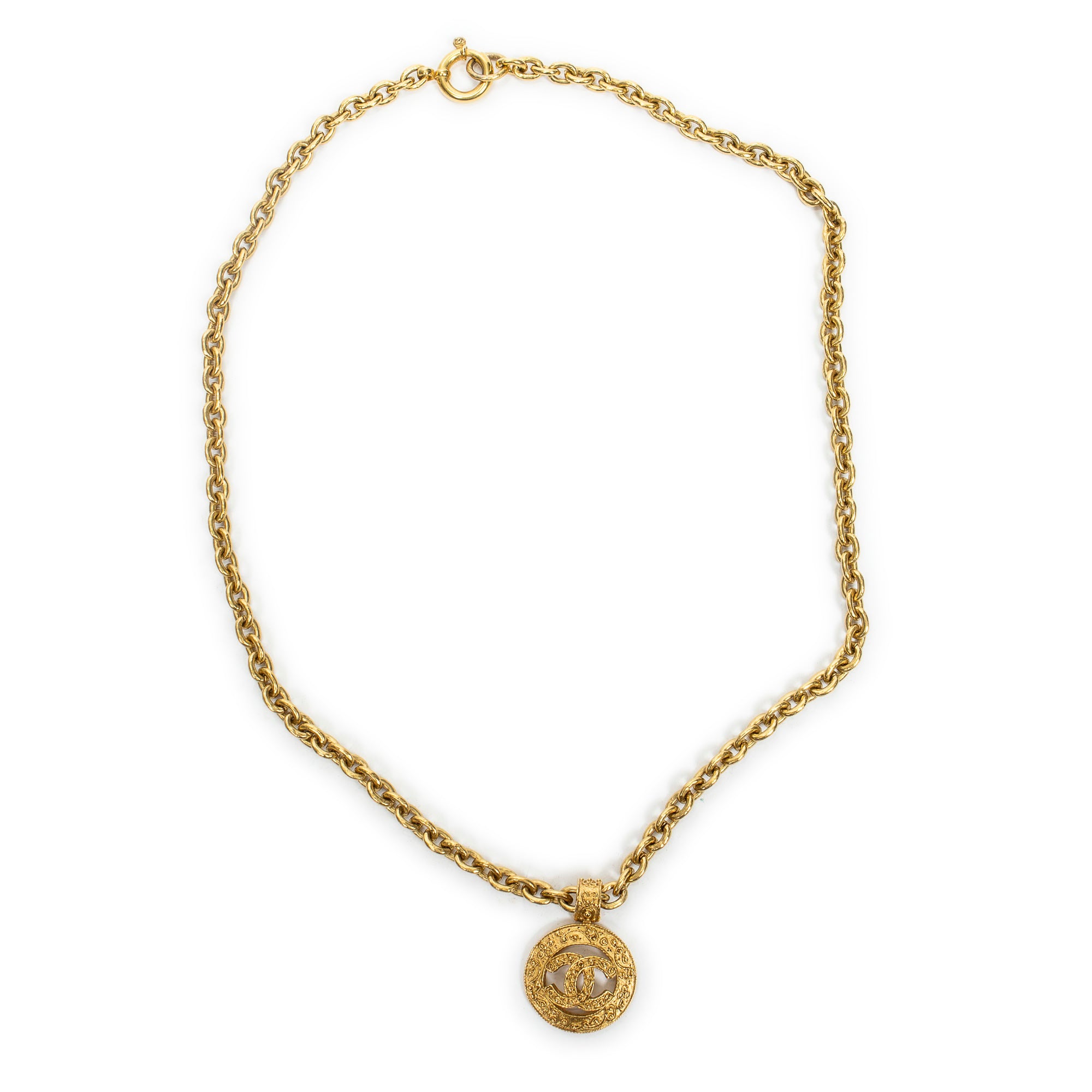 CC Round Logo Medallion Pendant Necklace 