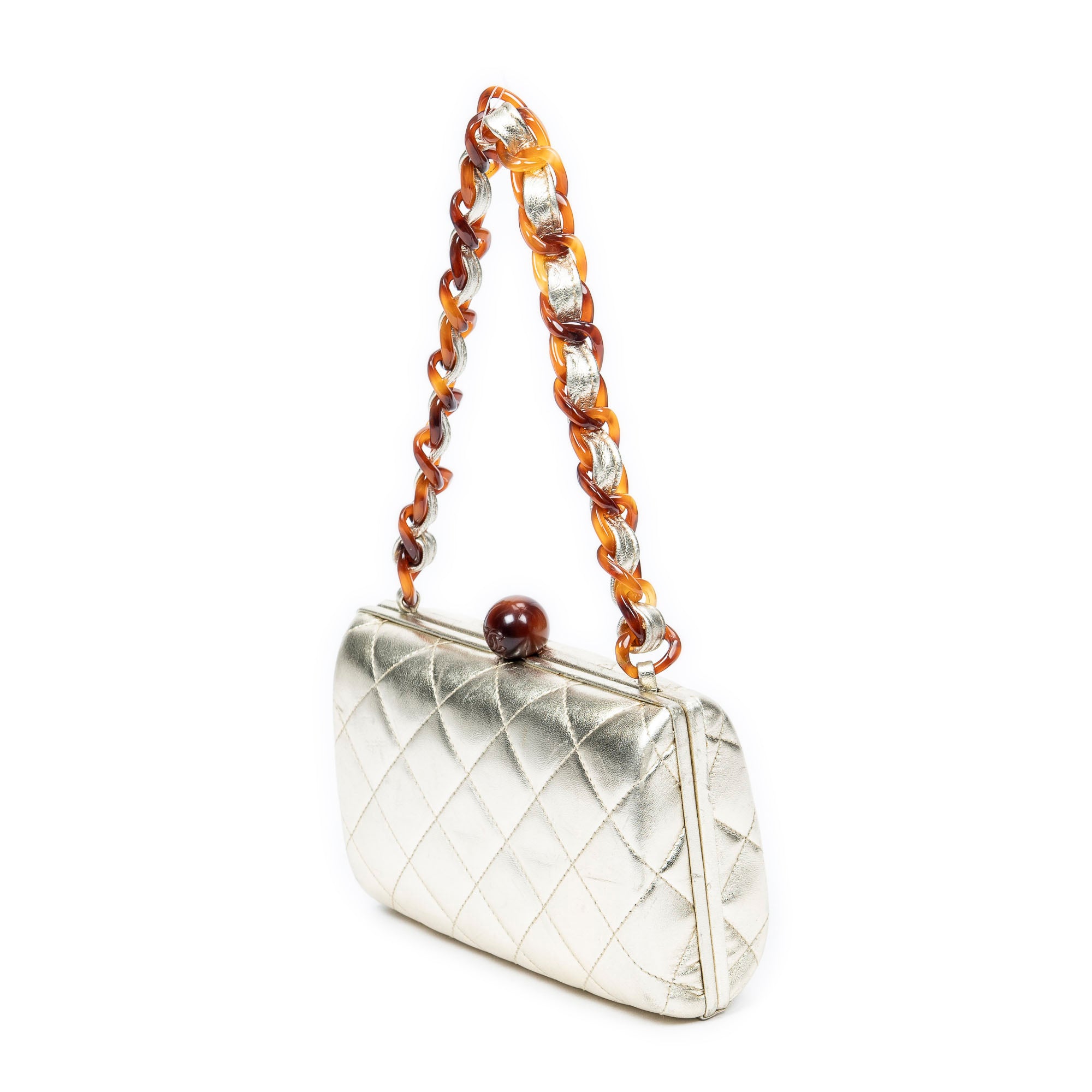 Vintage Mini CC Lucite Chain Clutch 