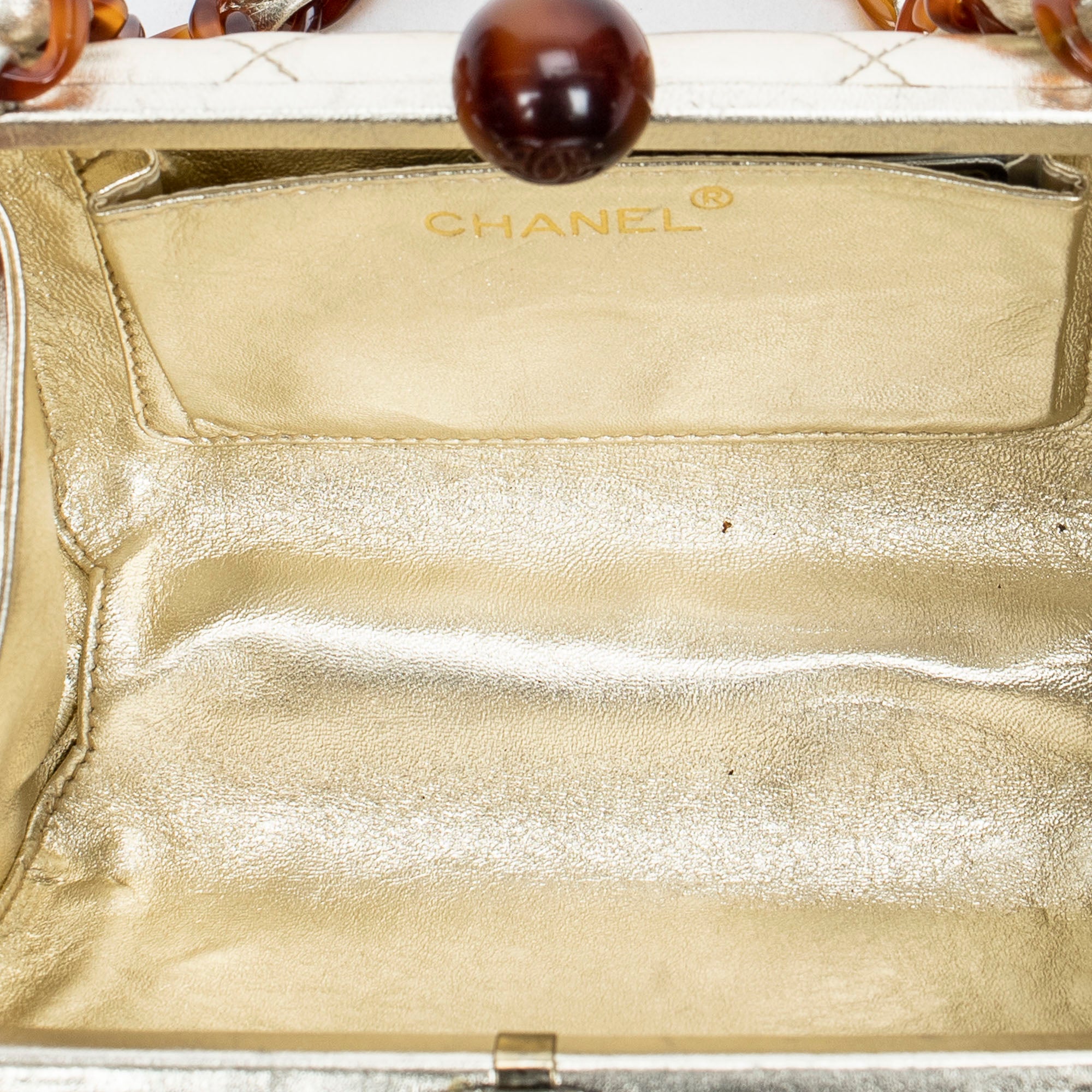 Vintage Mini CC Lucite Chain Clutch 