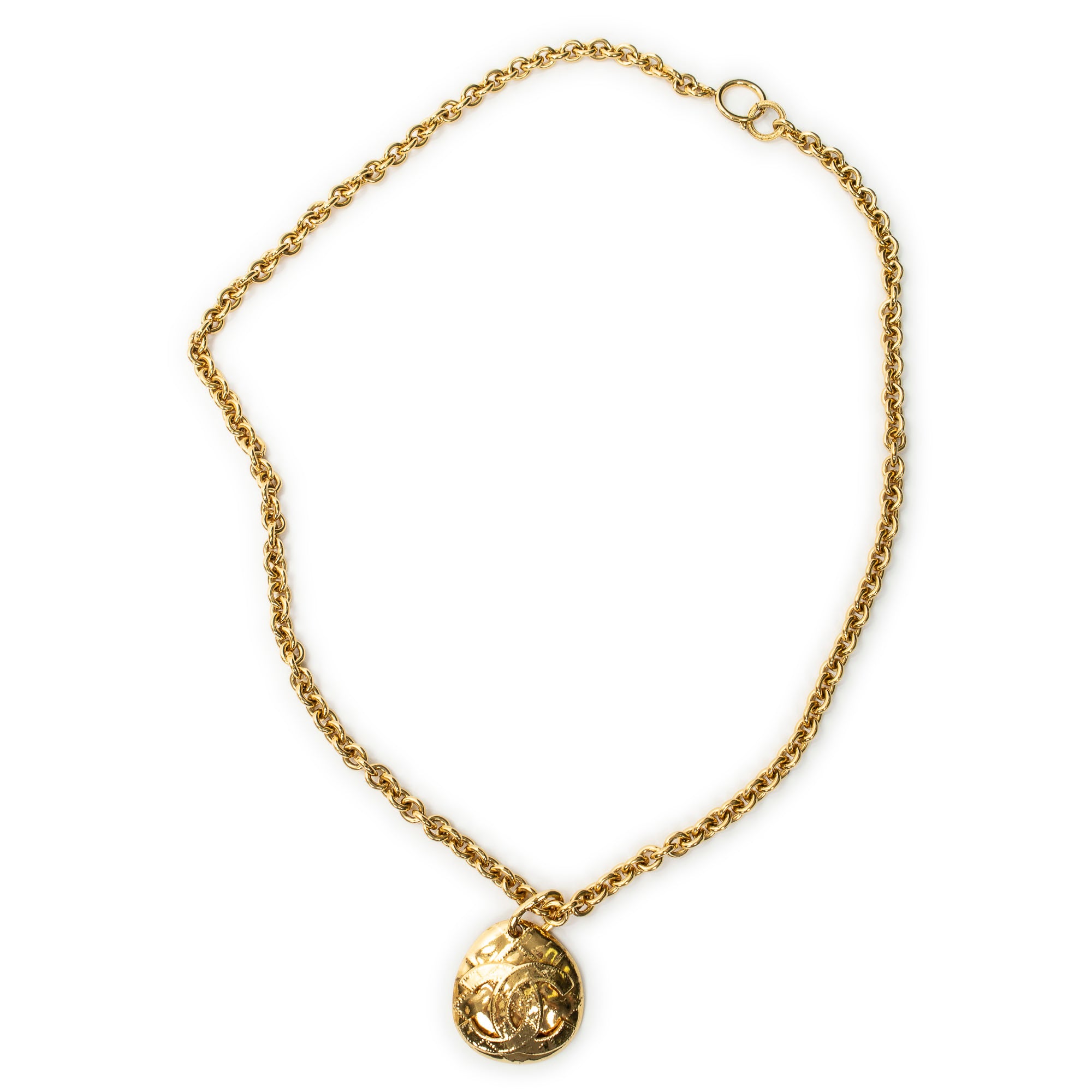 CC Oval Pendant Chain Necklace 