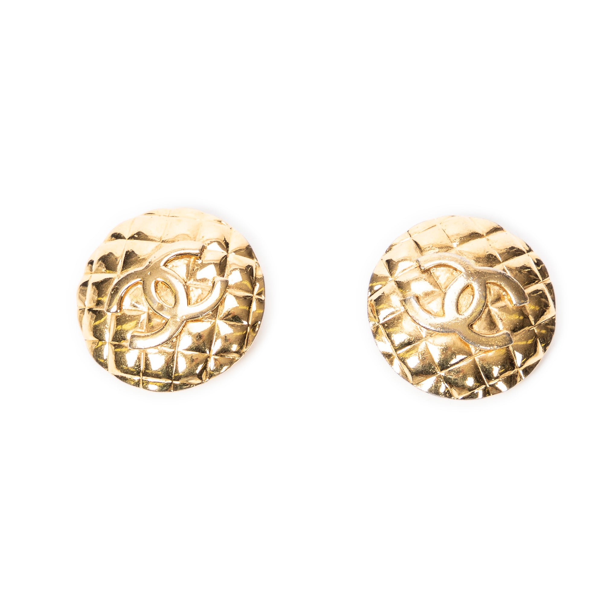 CC Quilted Round Clip On Earrings 