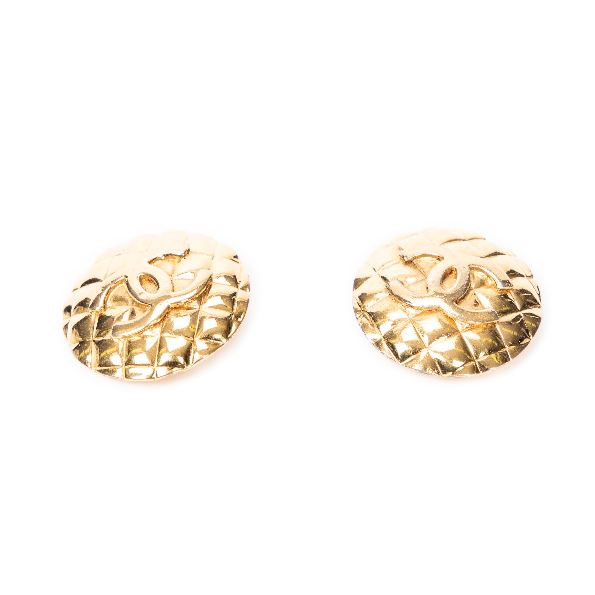 CC Quilted Round Clip On Earrings 