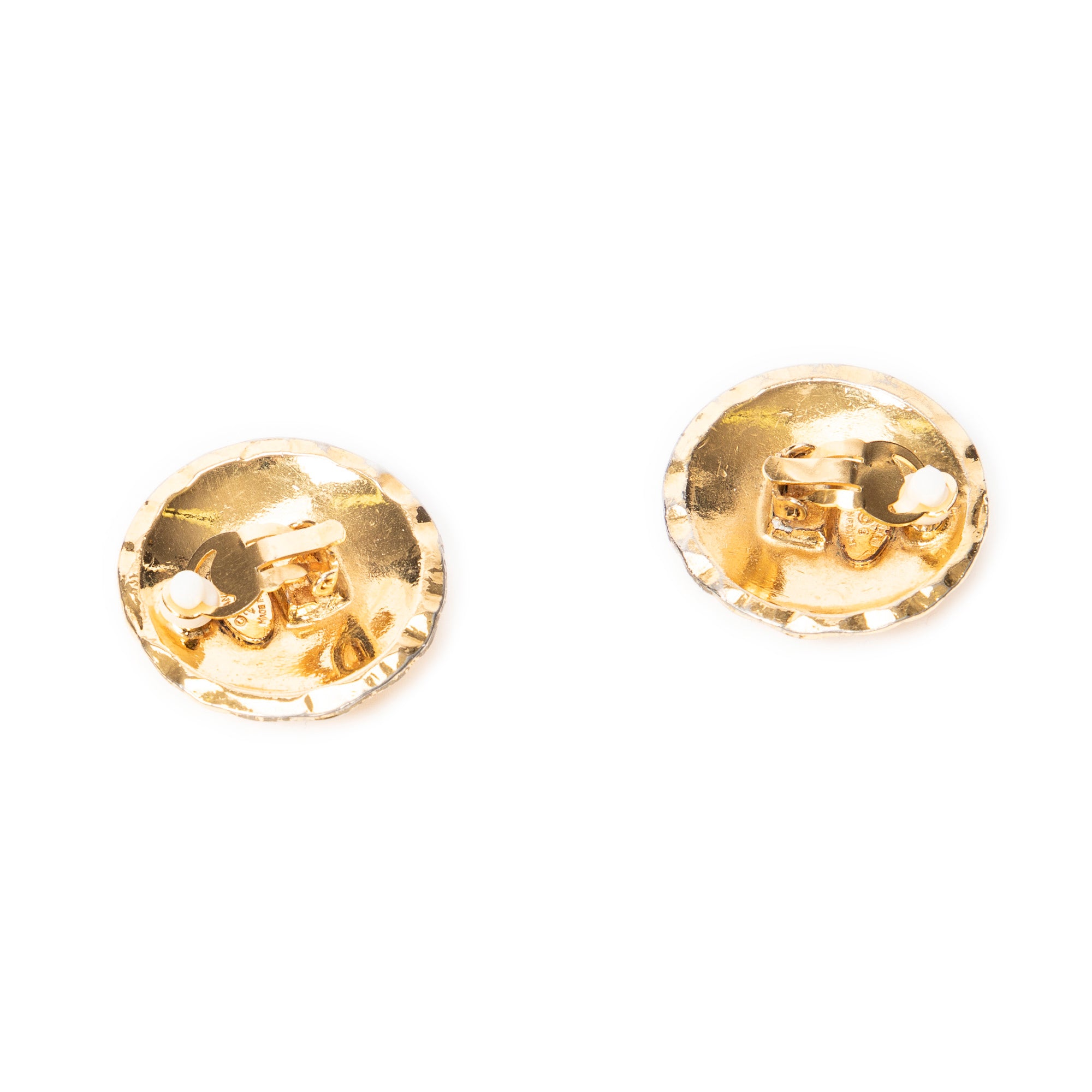 CC Quilted Round Clip On Earrings 