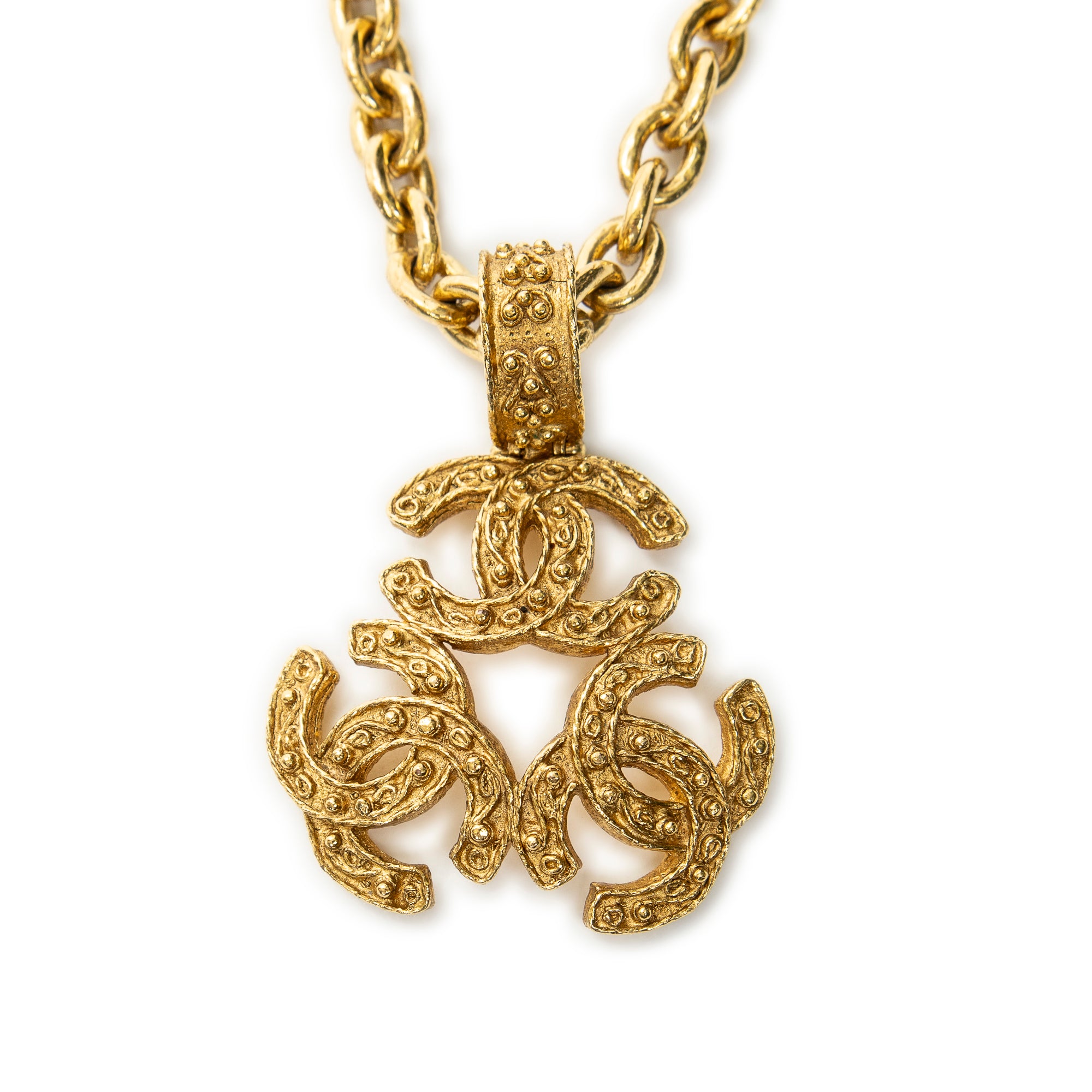 Triple CC Pendant Chain Necklace 