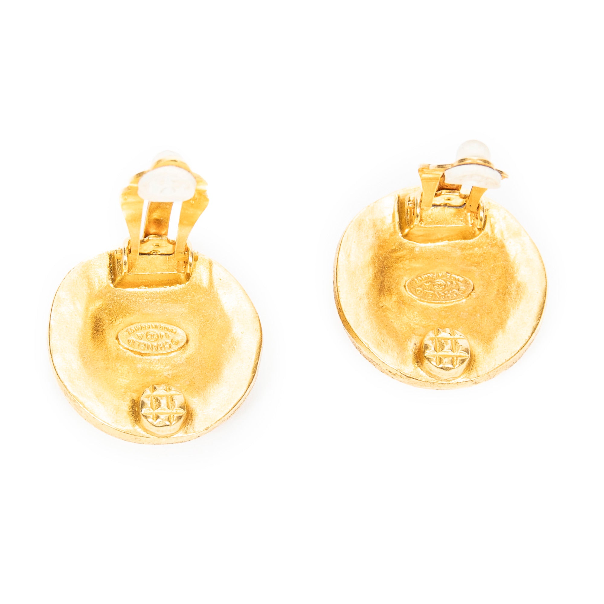 CC Medallion Clip On Earrings 