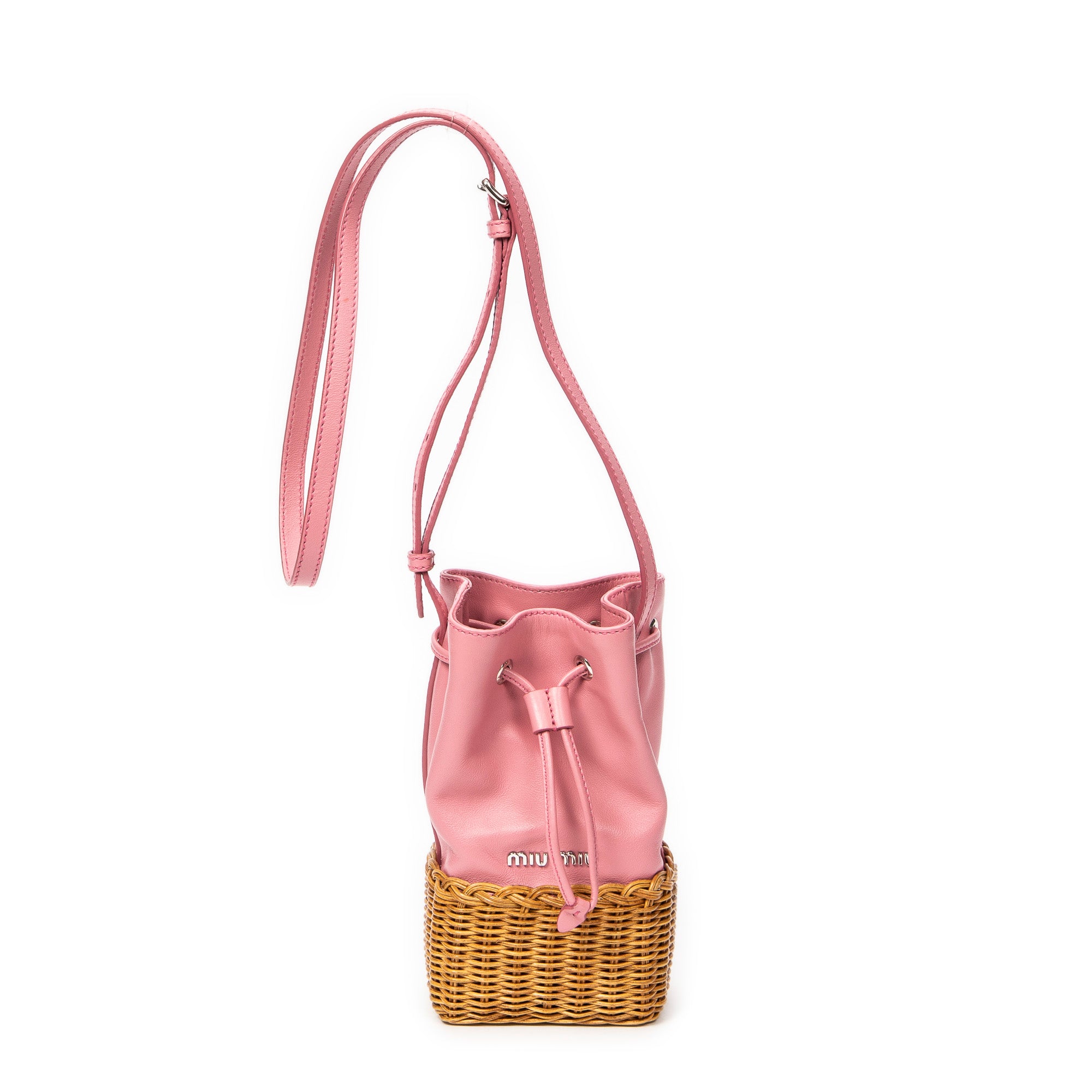 Mini Rattan Bucket Crossbody 