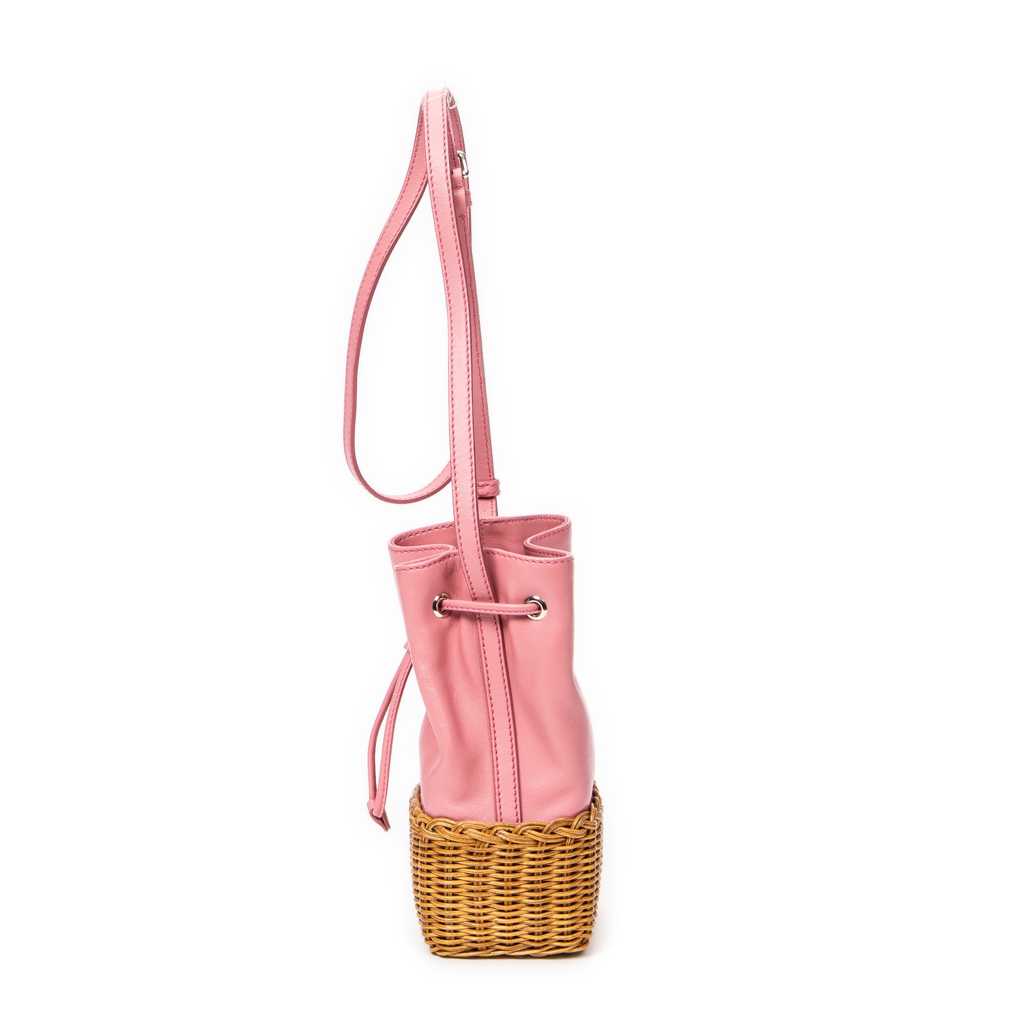 Mini Rattan Bucket Crossbody 