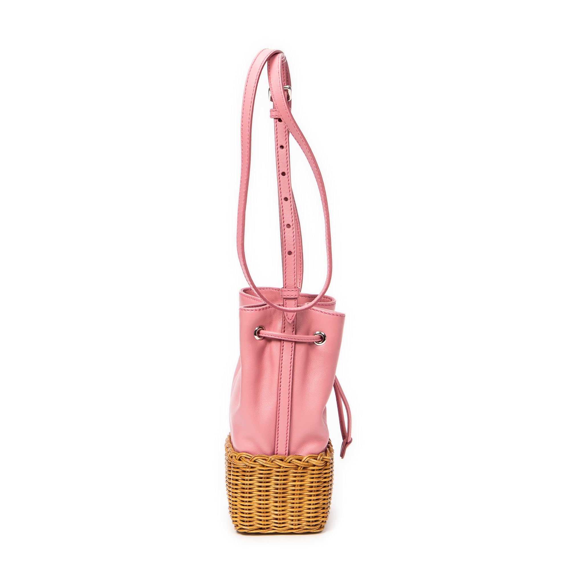 Mini Rattan Bucket Crossbody 