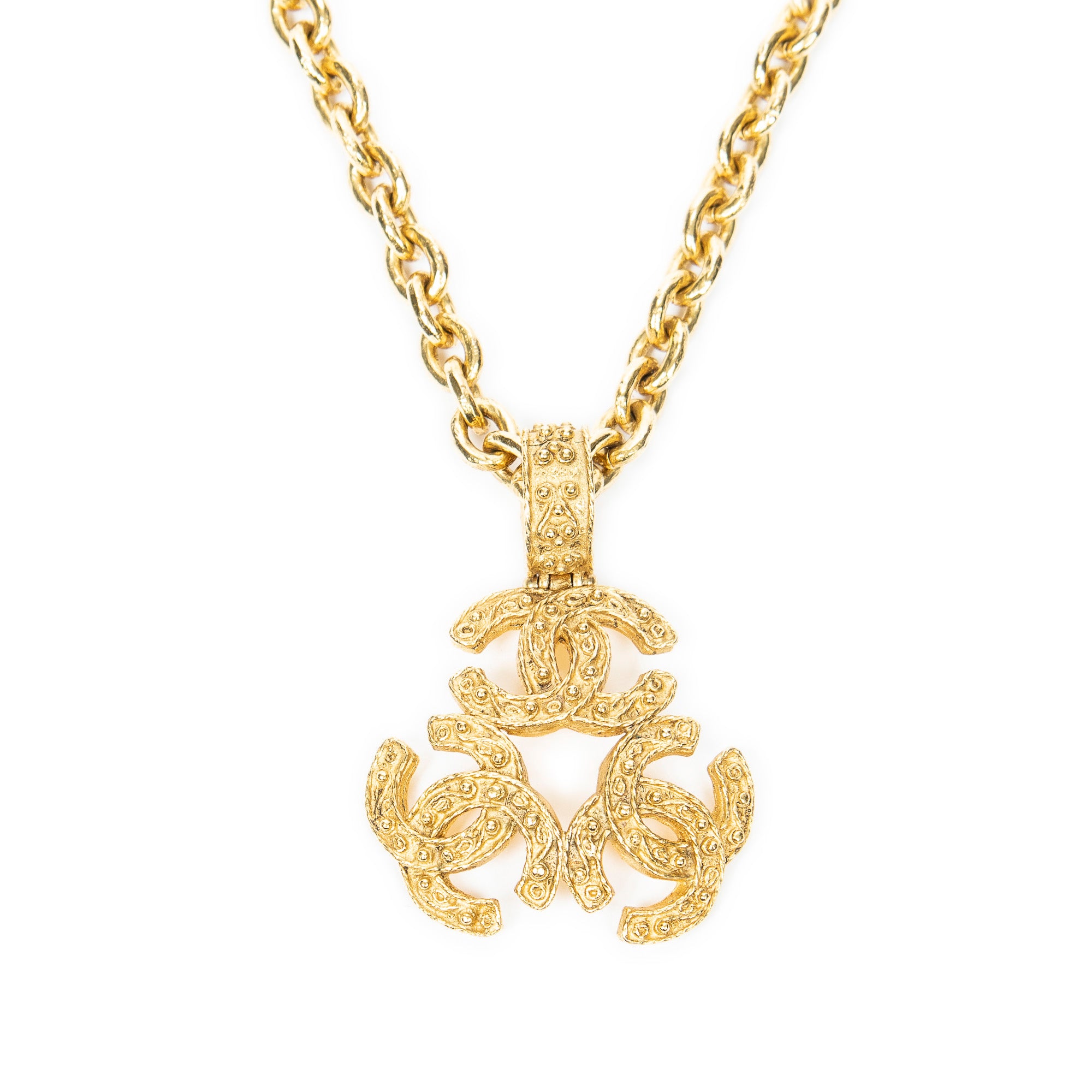 Triple CC Pendant Chain Necklace 