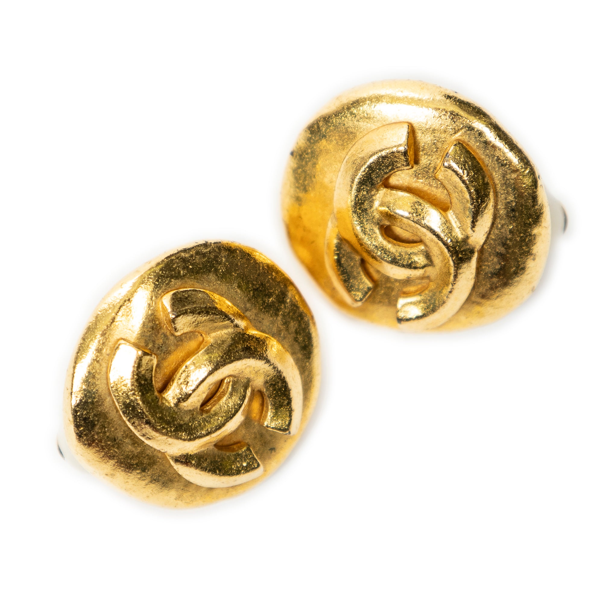 Small CC Round Clip On Earrings 